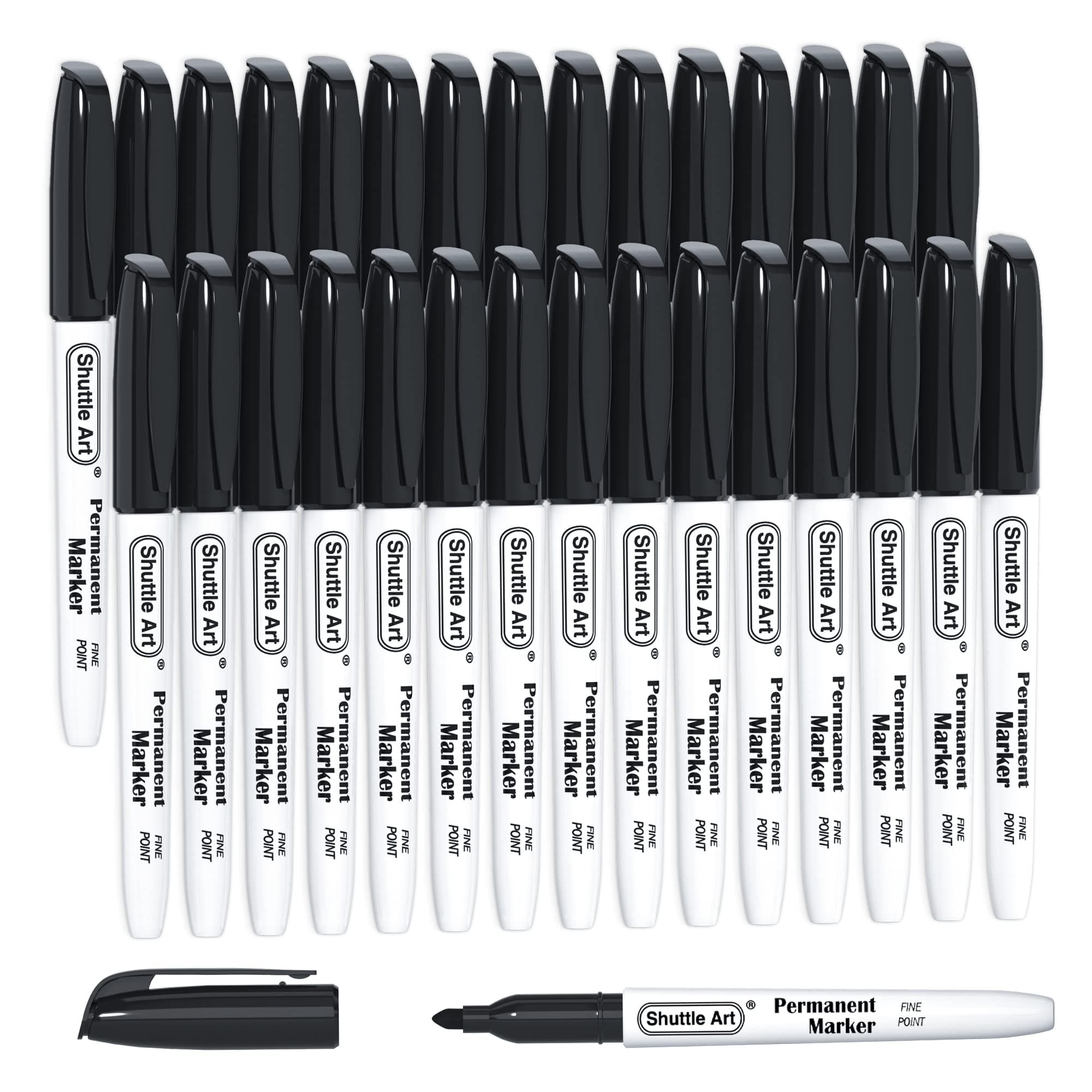 Permanent Markers, 30 Pack Black Permanent Marker set, Fine Point, Works on Plastic, Wood, Stone, Metal and Glass for Doodling, Marking