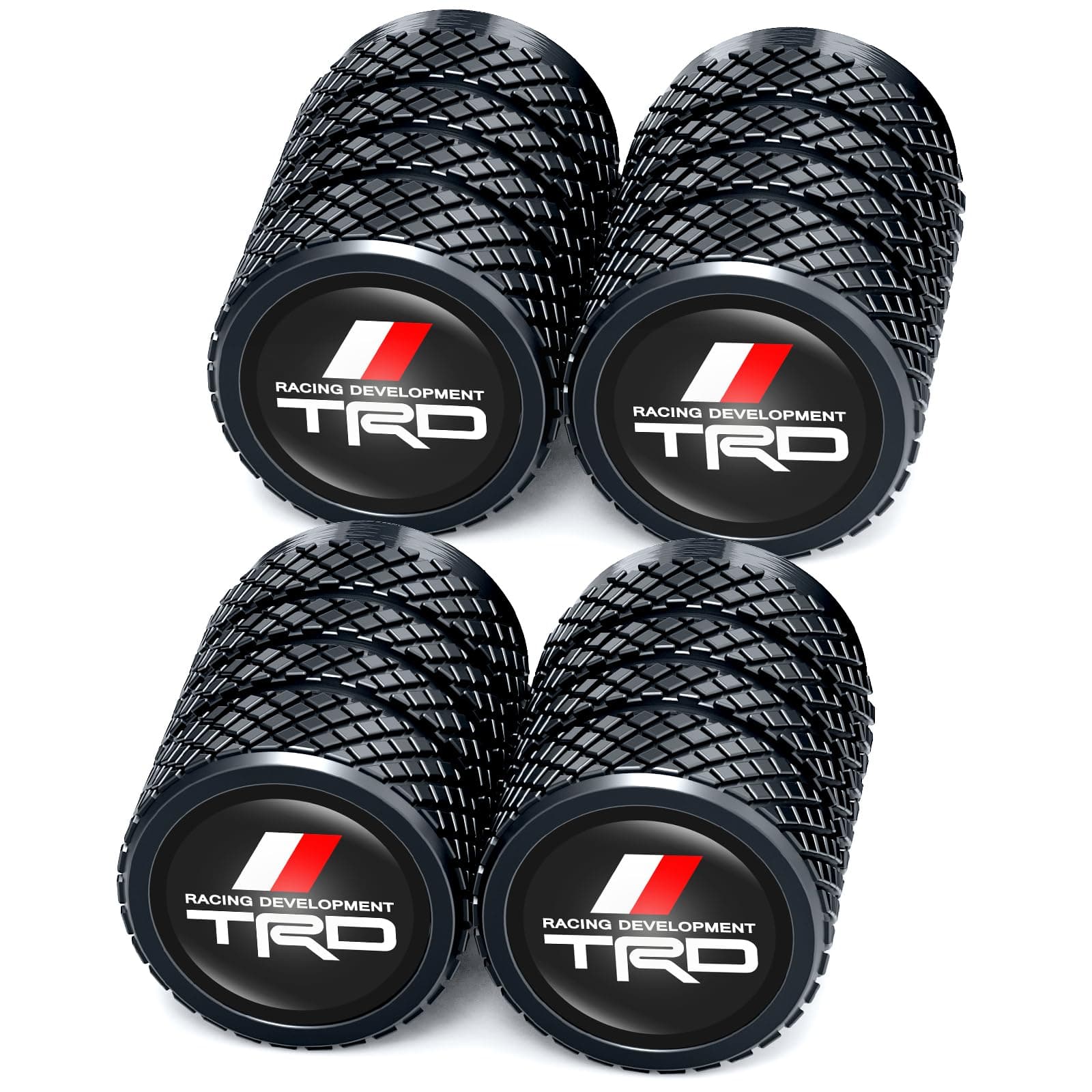 Tire Valve Caps, Valve Stem Caps for TRD Racing Development Sequoia Tundra Tacoma 4Runner PRO, Alloy Car Tire Caps for Corrosion Resistant Leak-Proof Car Accessories, Balck
