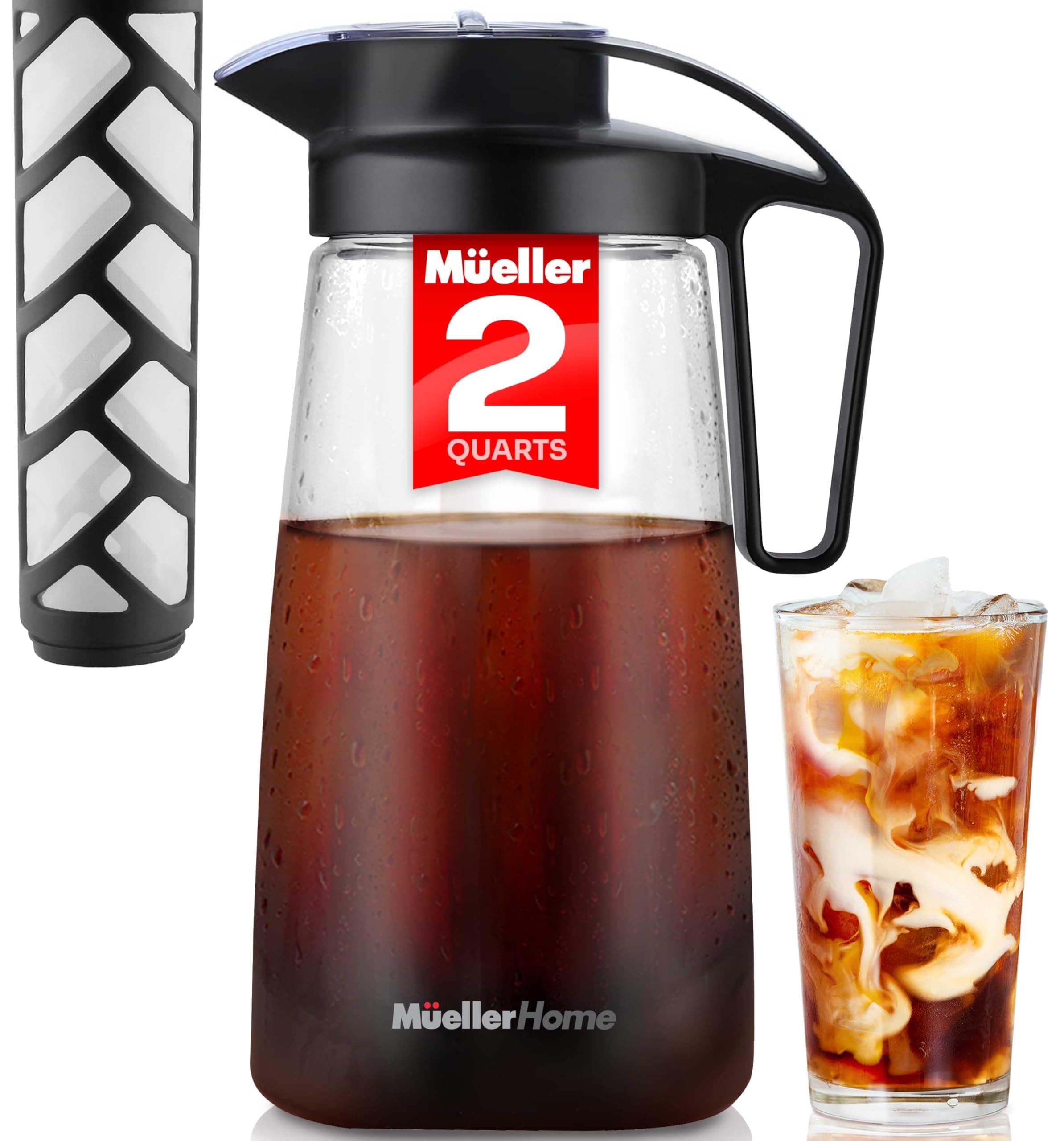MÜELLERHOME Mueller Cold Brew Coffee Maker, 2-Quart Heavy-Duty Tritan Pitcher, Iced Coffee Maker and Tea Brewer