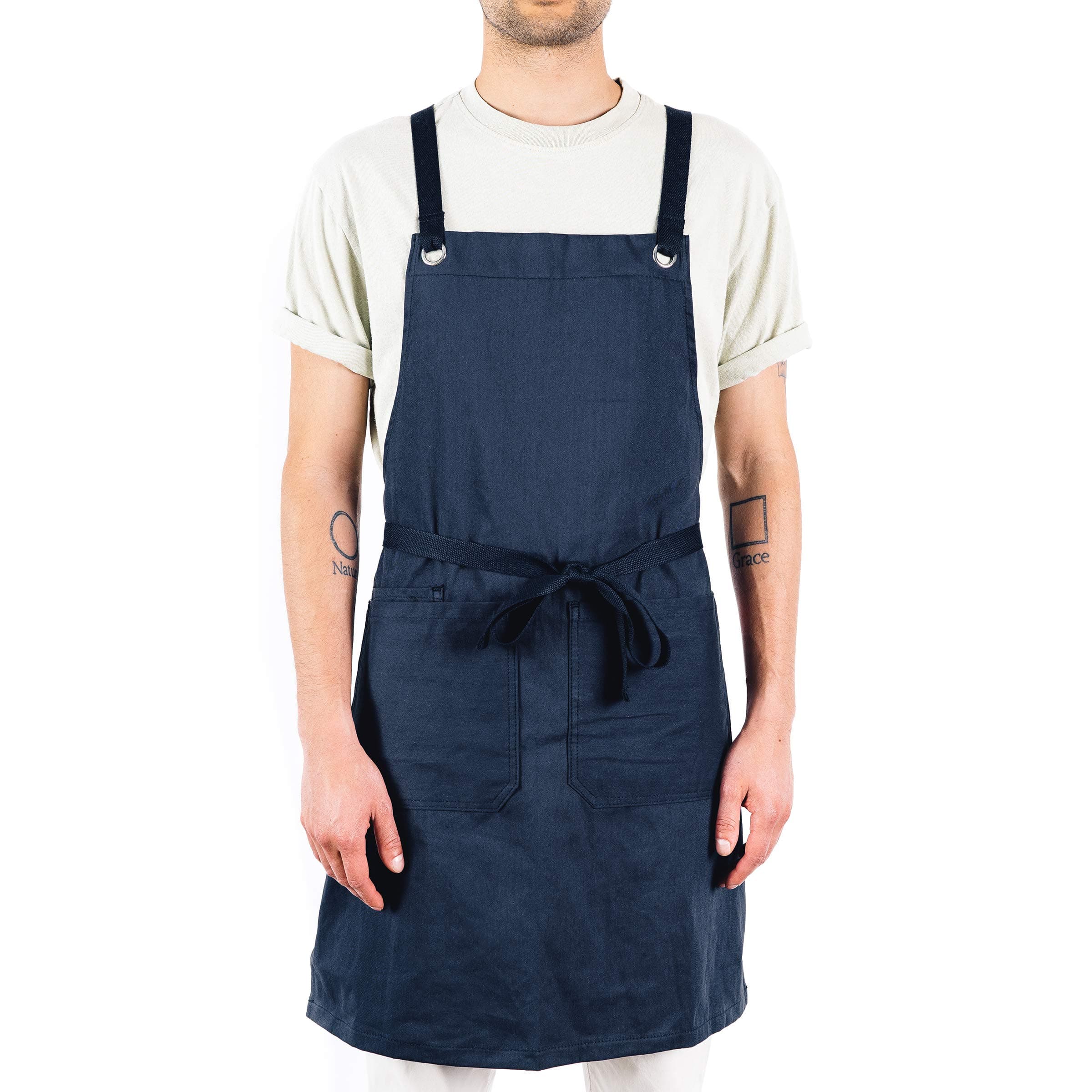 Crossback Kitchen Apron for Cooking (Navy)