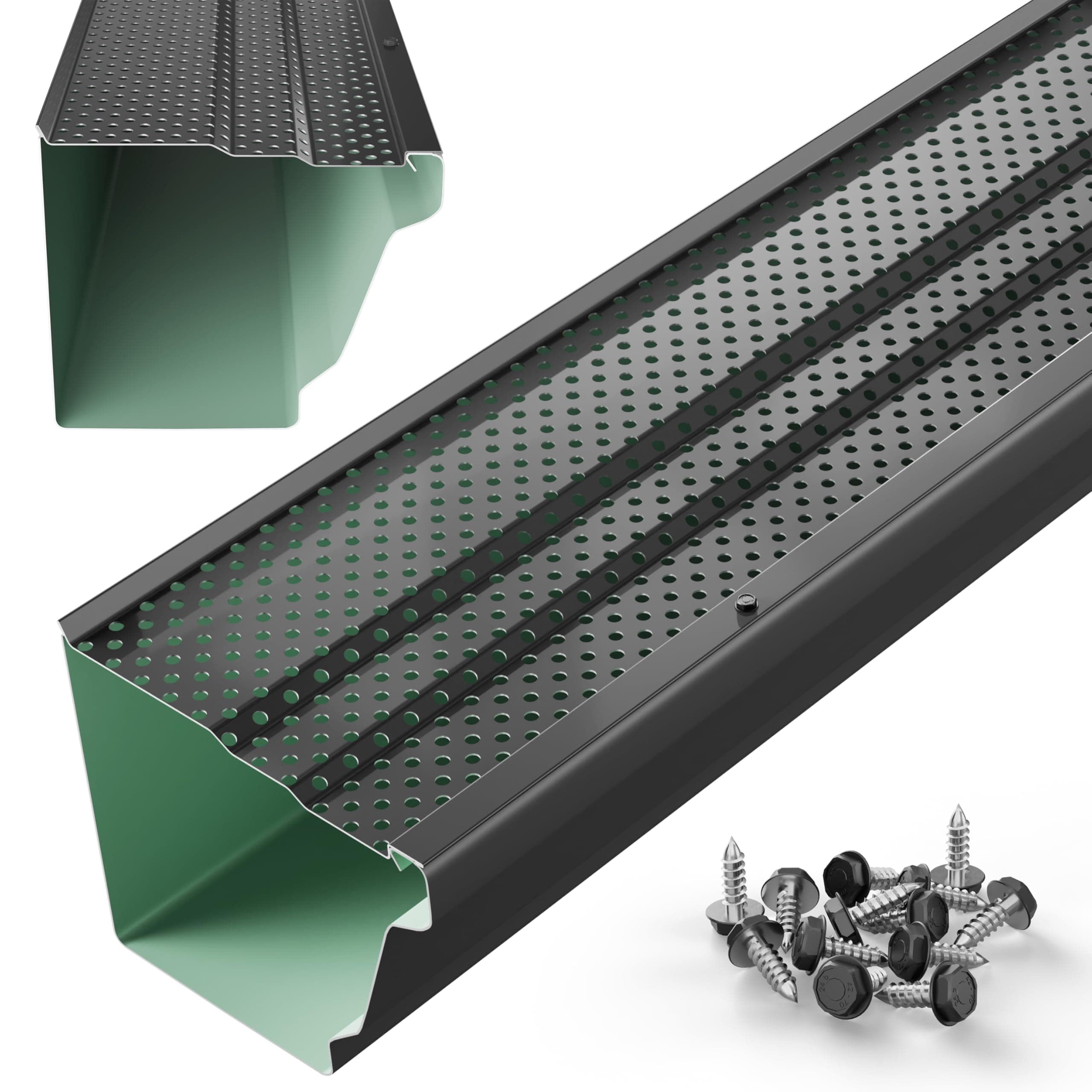 6" Gutter Guards Leaf Protection, Domestic Aluminum Gutter Covers 6 Inch (200 Feet, Black)