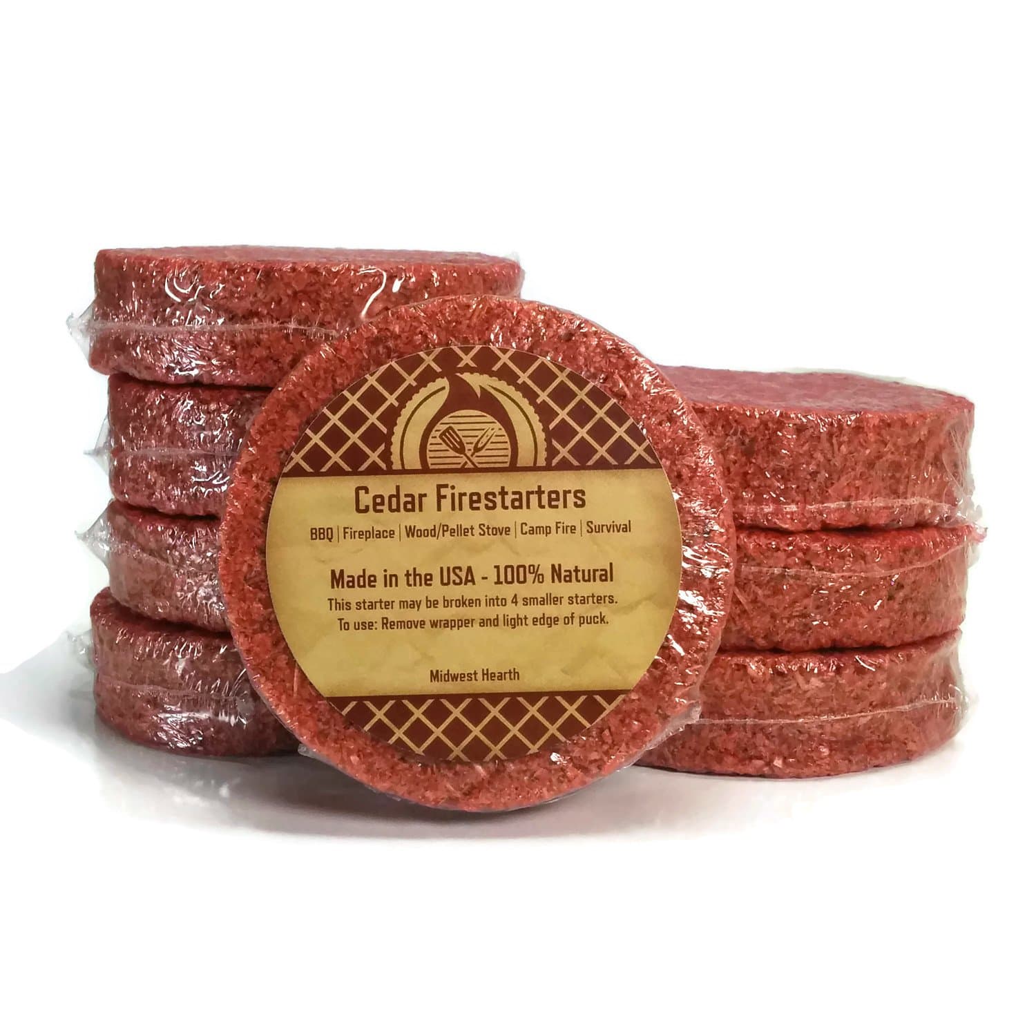 Midwest Hearth Cedar Fire Starters (8 Pack - Up to 32 Fires) Made in USA