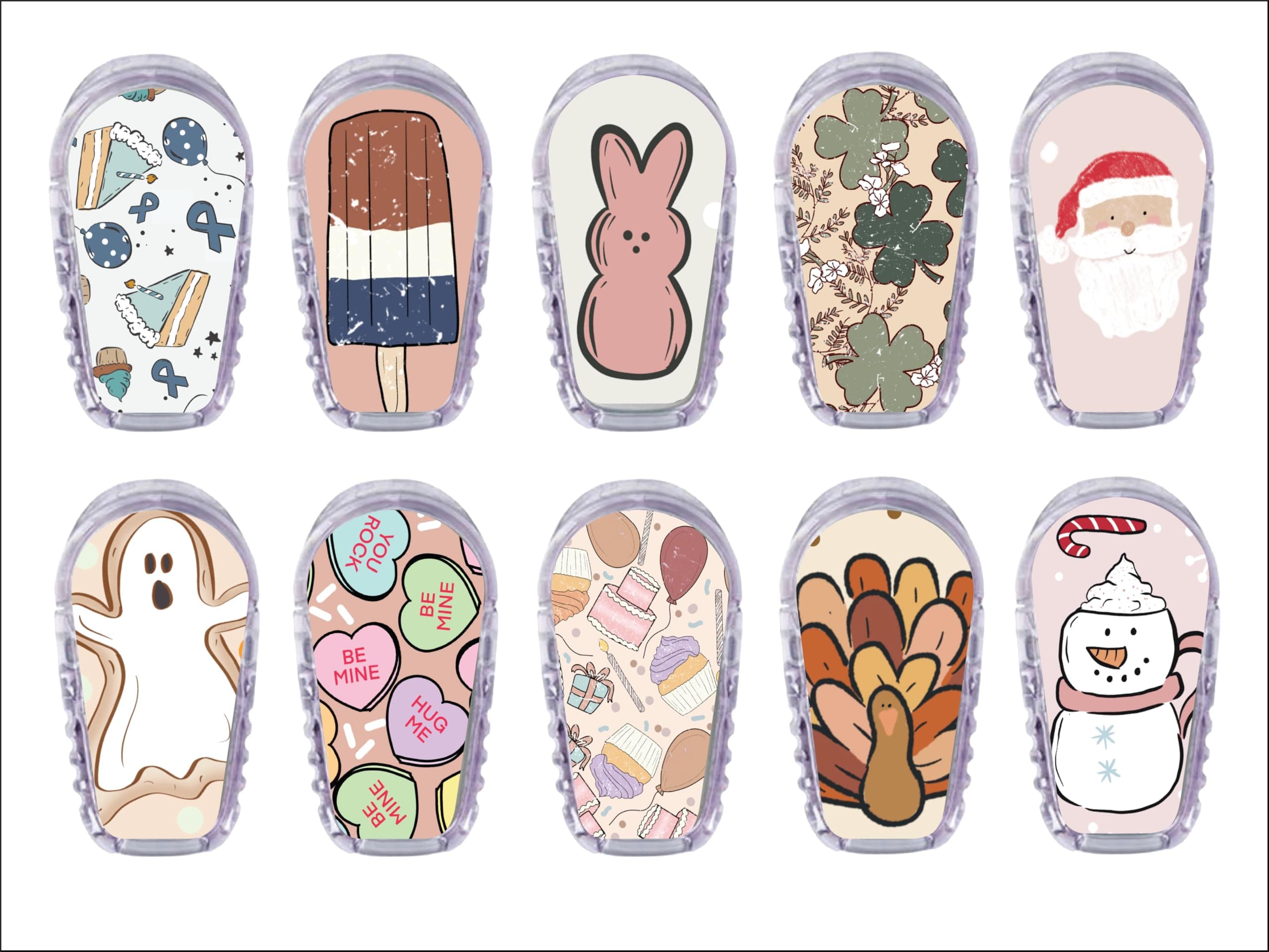 Transmitter Stickers for Dexcom G6 (10 Count), Fun CGM Stickers to Personalize Your Device (Holiday Variety Pack)