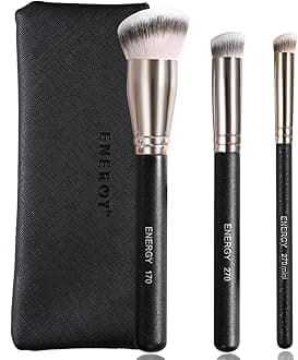 ENERGY Foundation Makeup Brushes for Liquid Makeup Pro Kabuki Foundation Brushes Set Premium Synthetic Bristles for Blending Liquid Cream Flawless Powder Cosmetics Buffing Stippling Concealer with Pouch