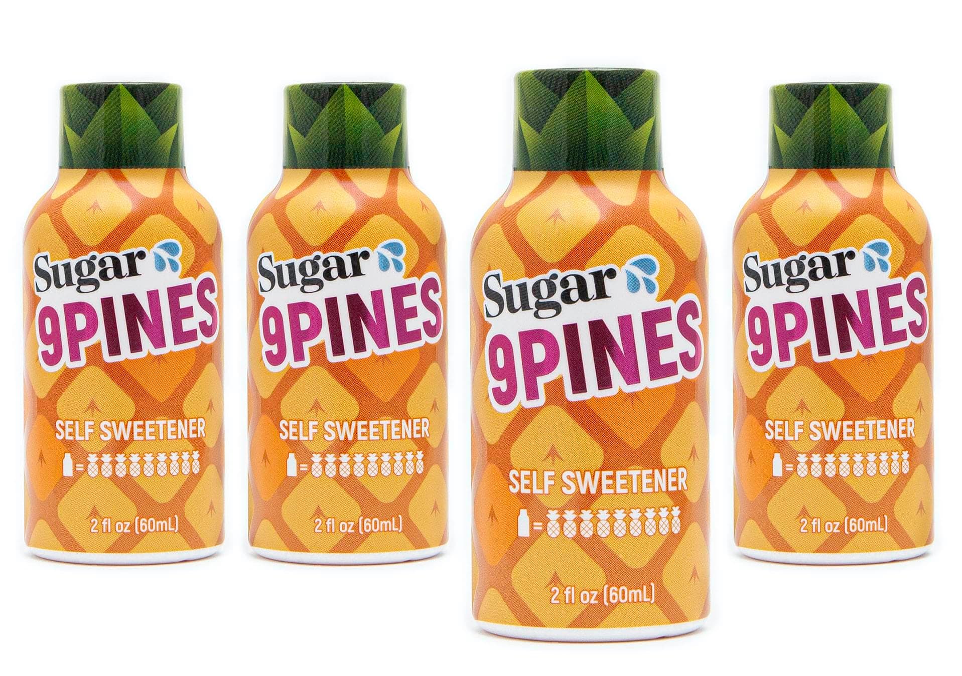 Sugar Splash Make Yourself Taste Sweeter with Sugar Splash - 9Pines 2oz Pineapple Shot and Cocktail Mixer (4-Pack) - for Men and Women - Taste Better with the Power of 9 Whole Pineapples