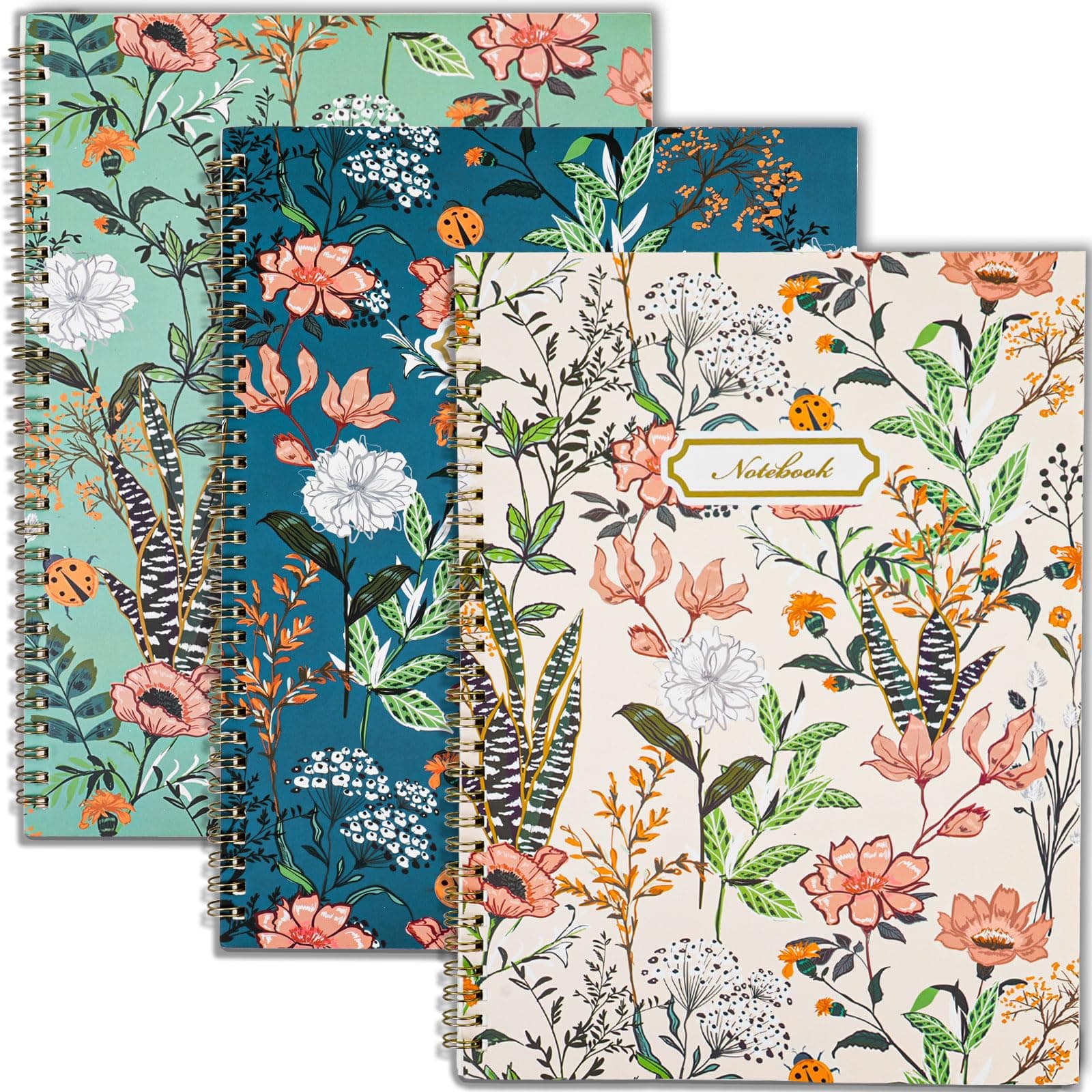 EOOUT Spiral Notebook, 3 Pack College Ruled Notebook, A4 Aesthetic Journaling Notebooks for Women Work School Office Home, 3 x 120 Pages 8.5 x 11 Inches