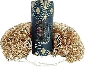 AFRIKI African Net Sponge, Authentic African Exfoliating Sponge, Black Owned, Back Scrubber, 45 inch Long for Normal to Sensitive Skin, for Daily use, Original Collection