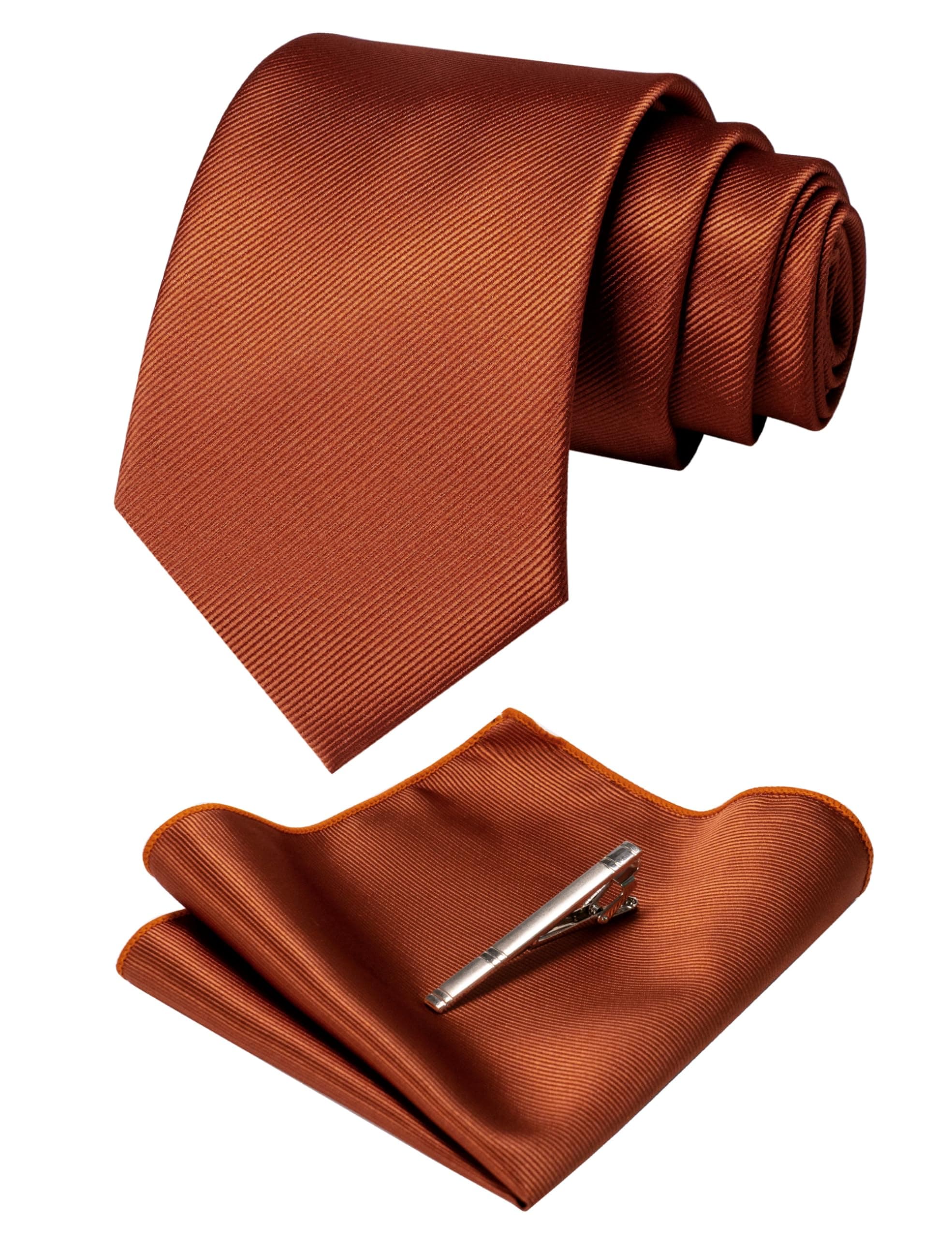 JEMYGINS 3.5" Solid Color Necktie Tie and Pocket Square Set for Men - Various Colors