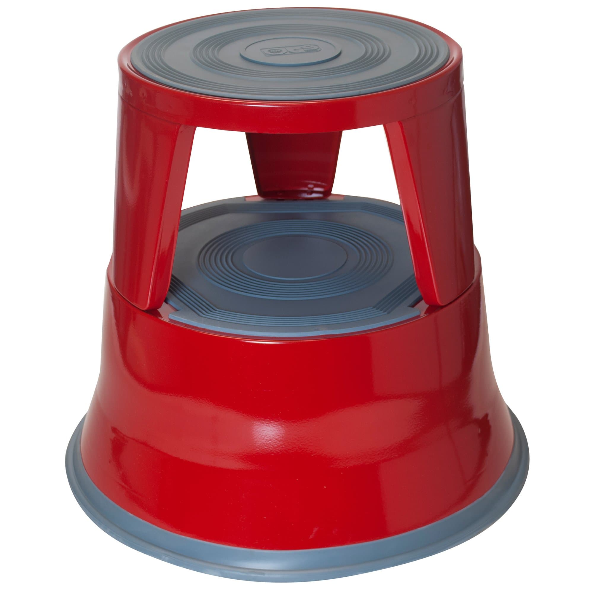 Great Ideas EshopRetailLtd Red Rubber-Clad Retro Kick Step Stool Spring-Loaded Castor Wheels Metal Body