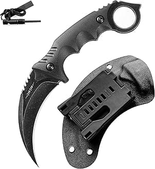 Claw Knife with Sheath, Durable 420HC Steel Fixed Blade Outdoor Duty Knife, Karambit Knife with Ergonomics G10 Anti-skidding Handle