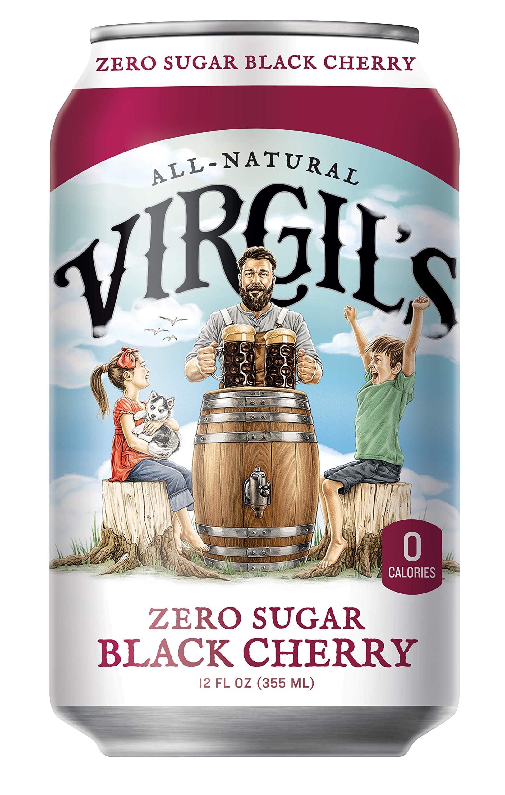 Virgil’s, Zero Sugar Black Cherry, Great Tasting Zero Calorie Keto Friendly Soda (6 - 12oz cans)