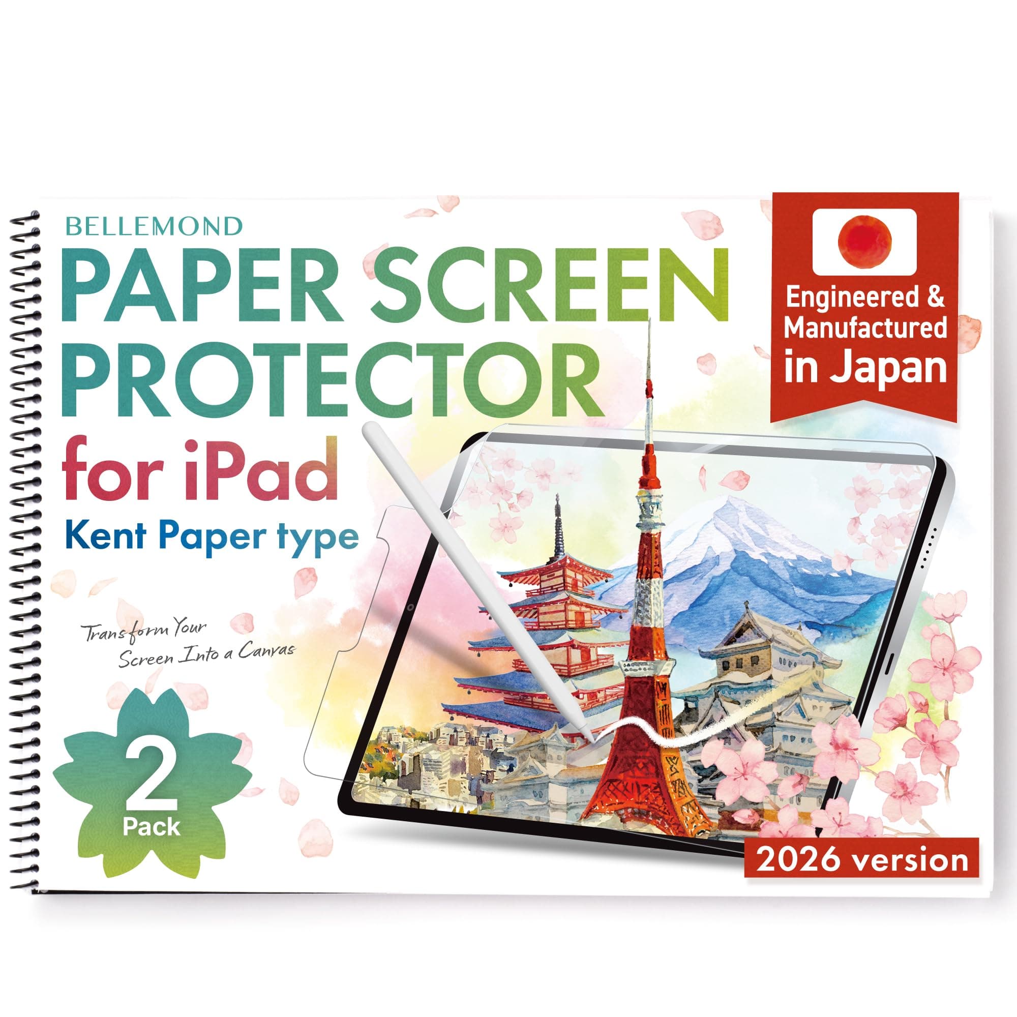 2 Pack Kent Paper Screen Protector for iPad Mini 8.3” (A17 Pro 2024 / 6th Gen 2021) | Smooth Kent Surface PET Film, Reduced Pencil Tip Wear for Sketching & Notes | Designed & Manufactured in Japan
