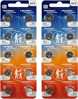 Renata 371 SR920SW Batteries - 1.55V Silver Oxide 371 Watch Battery (20 Count)