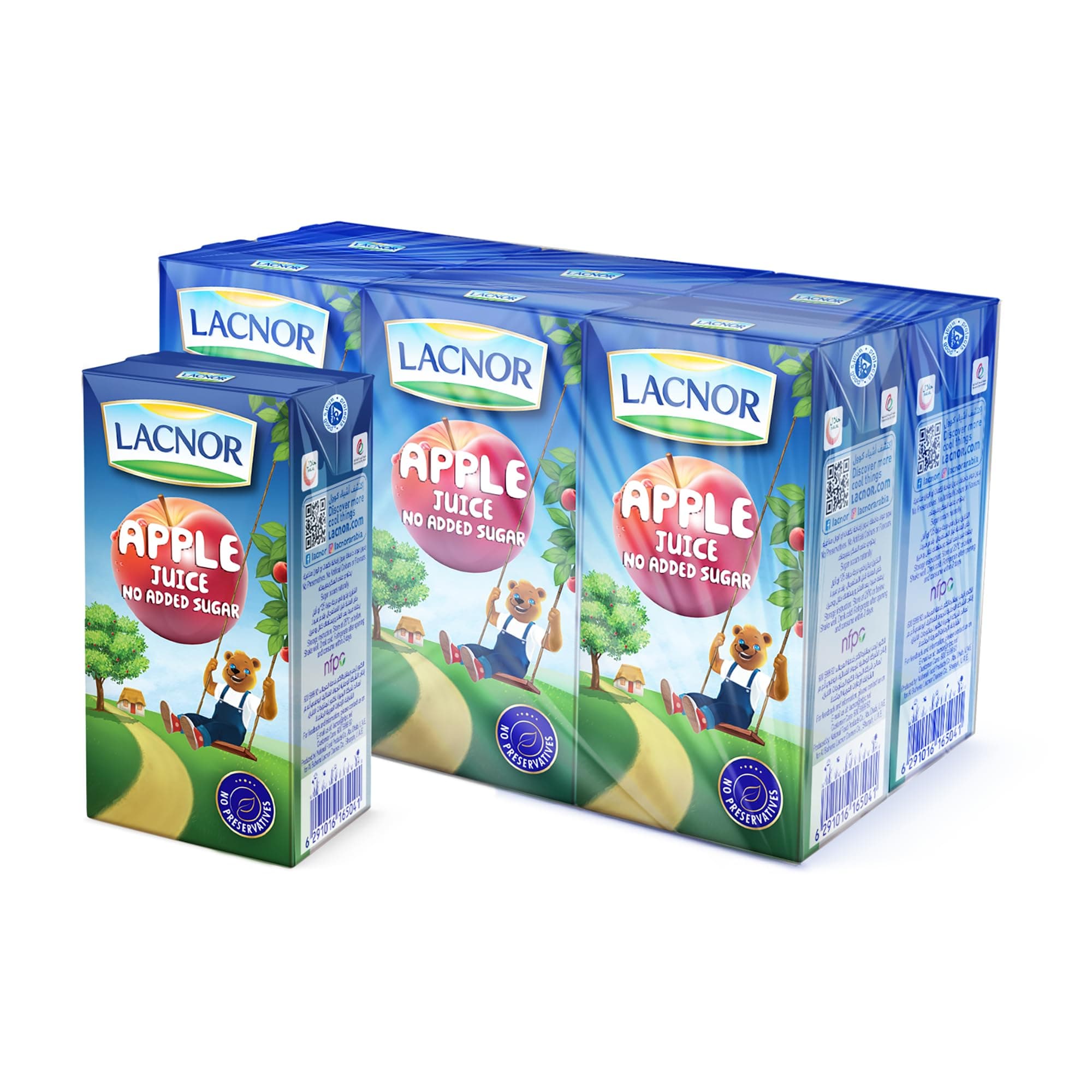 Lacnor Essentials Apple Juice Enriched With Vitamin C, 125Ml Pack Of 6