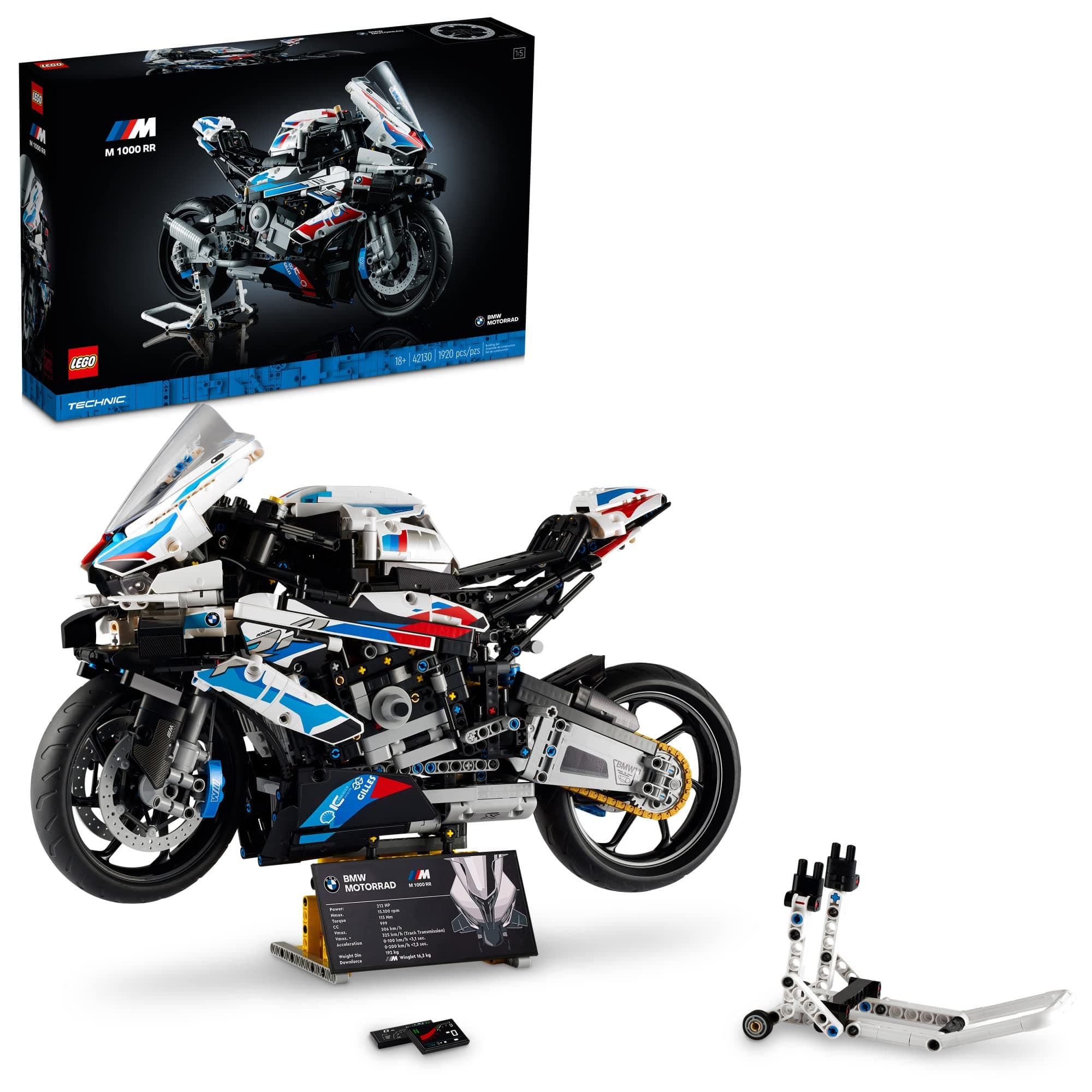 Technic BMW M 1000 RR 42130 Motorcycle Model Kit for Adults, Build and Display Motorcycle Set with Authentic Features, Motorcycle Gift Idea