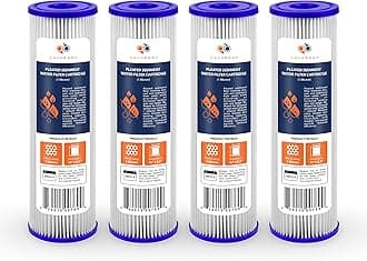 Aquaboon 1 Micron 10" x 2.5" Pleated Sediment Water Filter Cartridge | Universal Replacement for Any 10 inch RO Unit | Compatible with R50, 801-50, WFPFC3002, WB-50W, WHKF-WHPL, 4-Pack