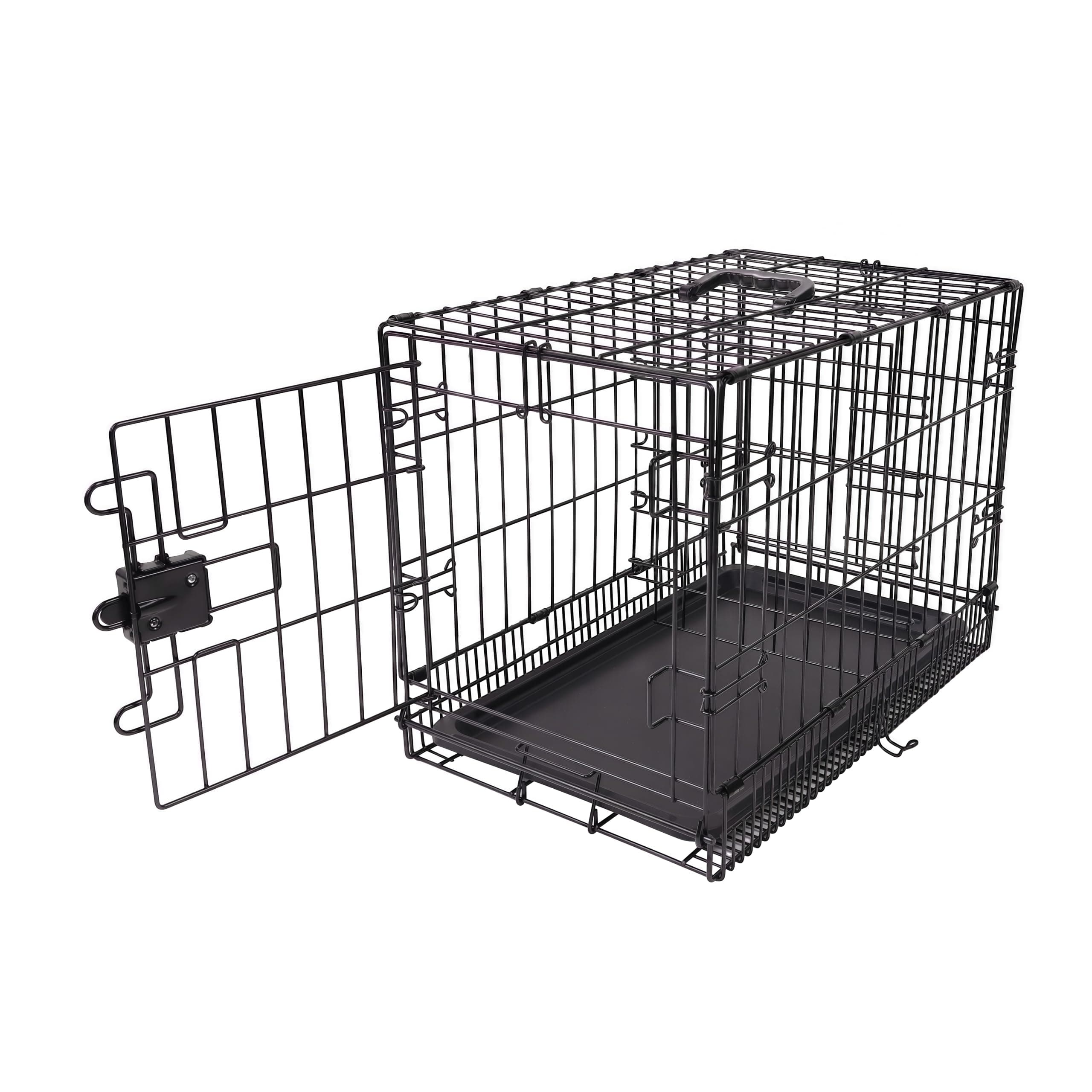 Amazon Basics Medium Metal Dog Crate/Cage with Tray, Durable and Foldable Dog Cage with Single Door, Black, Medium 76cm (30")