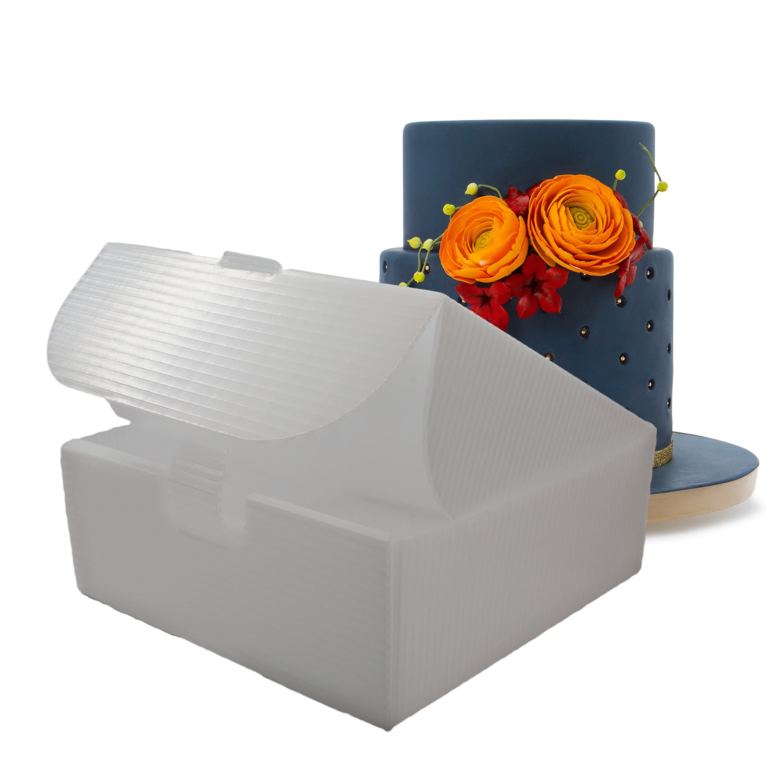 Set of 3 Cake Porter Interior Boxes for Transporting Cakes, Pies, Cookies, Cupcakes. Plastic Cake Box, Cake Carrier, Dessert Case, Cake Tiers, and Birthday Cakes, Three Pack