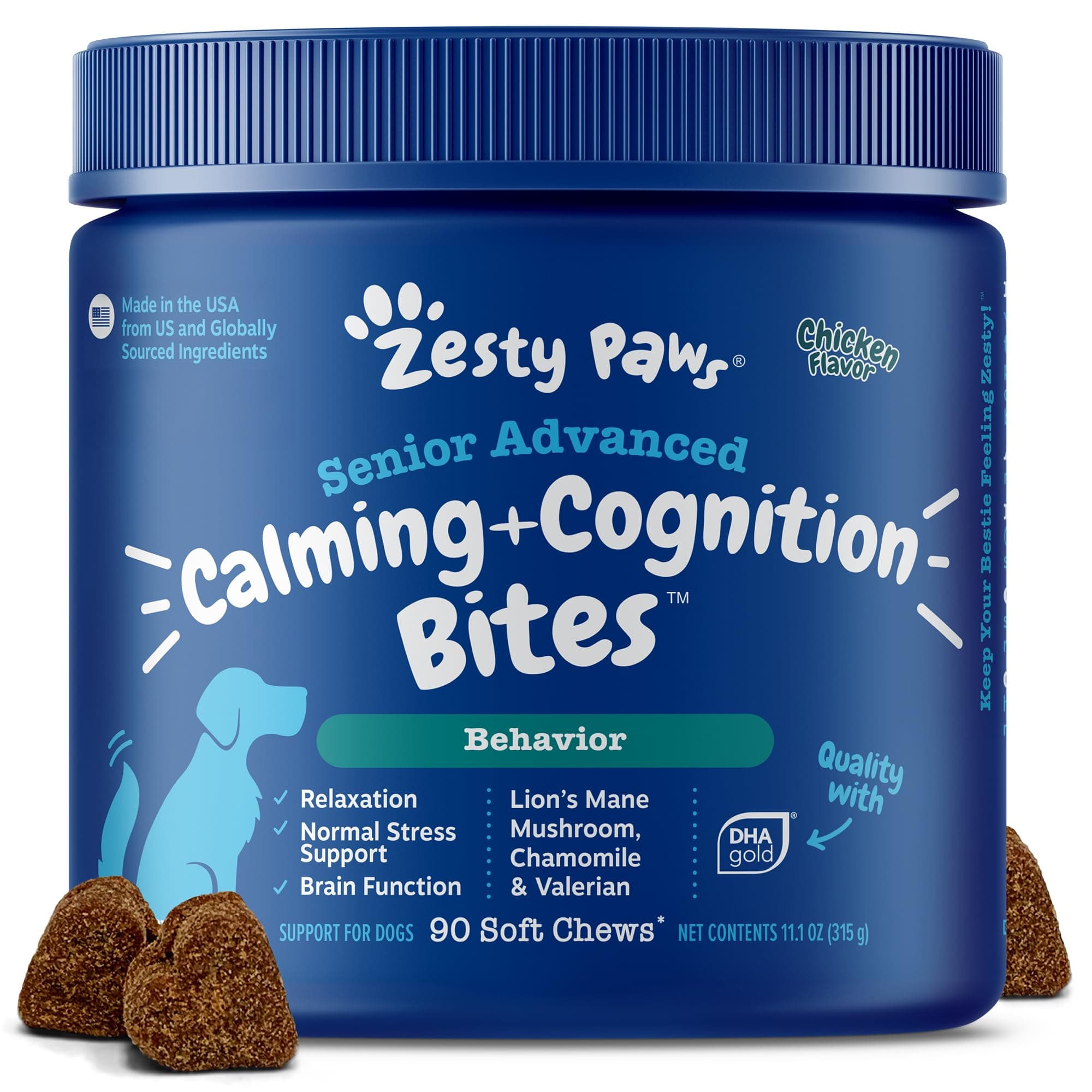 Senior Advanced Calming & Cognition Soft Chews for Dogs - Supplements for Dog Brain Health & Nervous System Support + Calming & Relaxation -with Ashwagandha & DHA