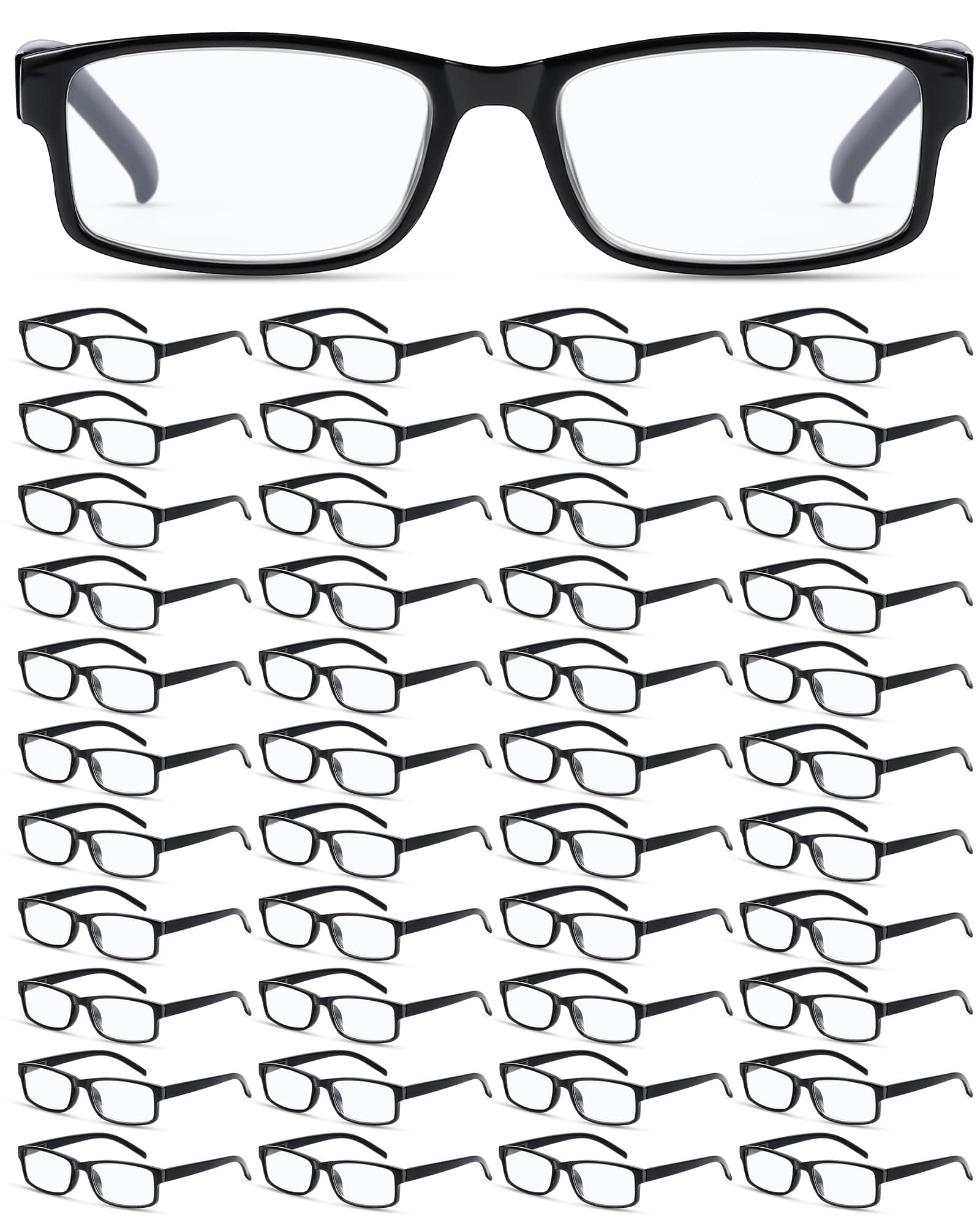 Yexiya 50 Pack Reading Glasses Bulk Frame Eyeglasses with Spring Hinge Traditional Adjustable