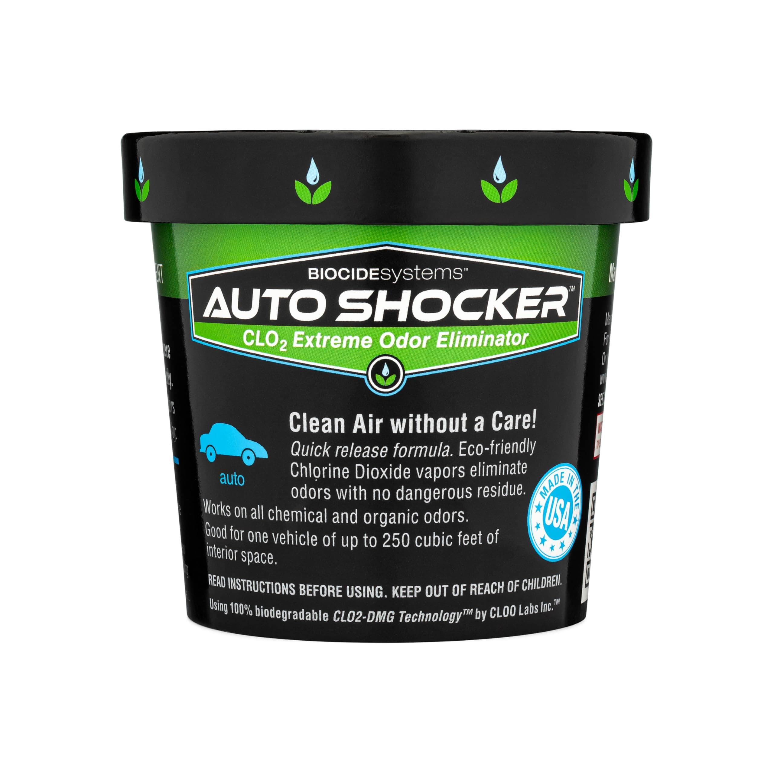 Auto Shocker ClO2 car interior odor eliminator by Biocide Systems