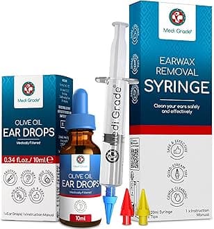 Medi Grade Spray - set with olive oil spray and 3 x soft quad-stream tips - reusable earwax remover - ear cleaning at home off - ear wax removal and better listening