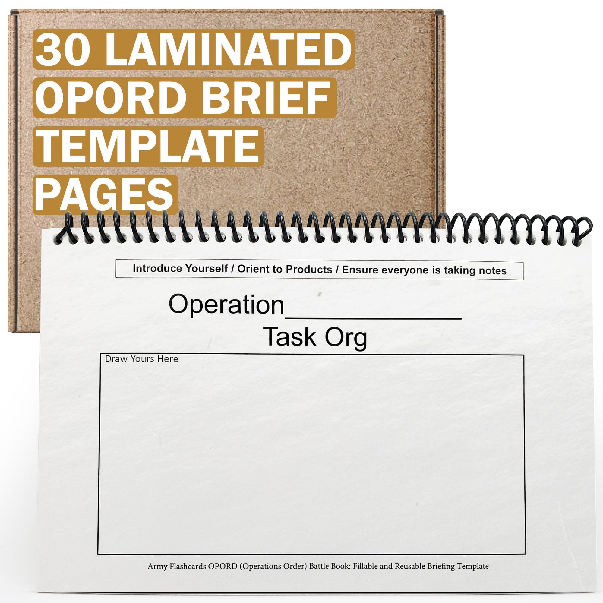 Laminated OPORD Cards by ARMY FLASHCARDS Waterproof Operations Order Shell Battle Book, Military Flashcards for ROTC and Platoon Leaders, USA Veteran Made, Cargo Pocket Size, ArmyGifts Basic Training