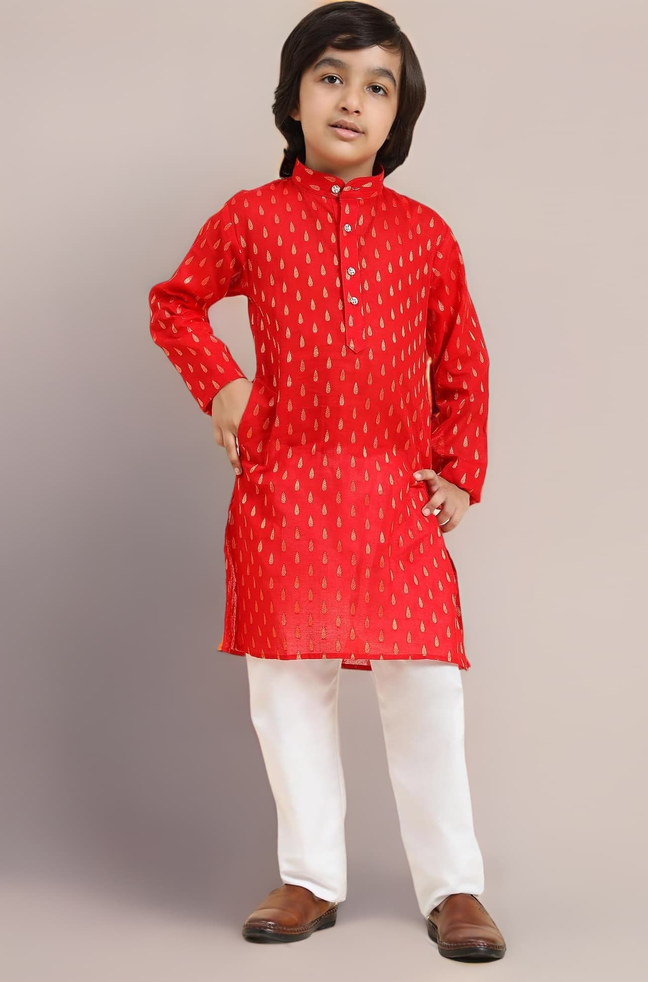 Pro-Ethic Style Developer Boy's Cotton Printed Kurta Pajama For Kid'S s Traditional Dress Kurta Pajama Set