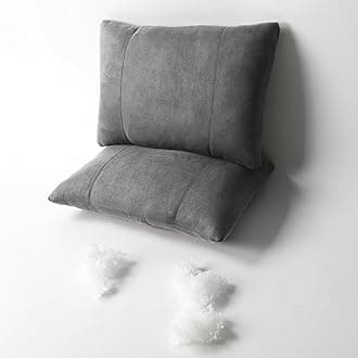 Lumbar Support Pillow,17x11 Suede Drive car Back Pillows,refillable&Multipurpose Plant-Based Polyester Cushion seat,Office,Sofa,Rest,Improve Posture(Grey, Lumbar Pillow 2pcs)