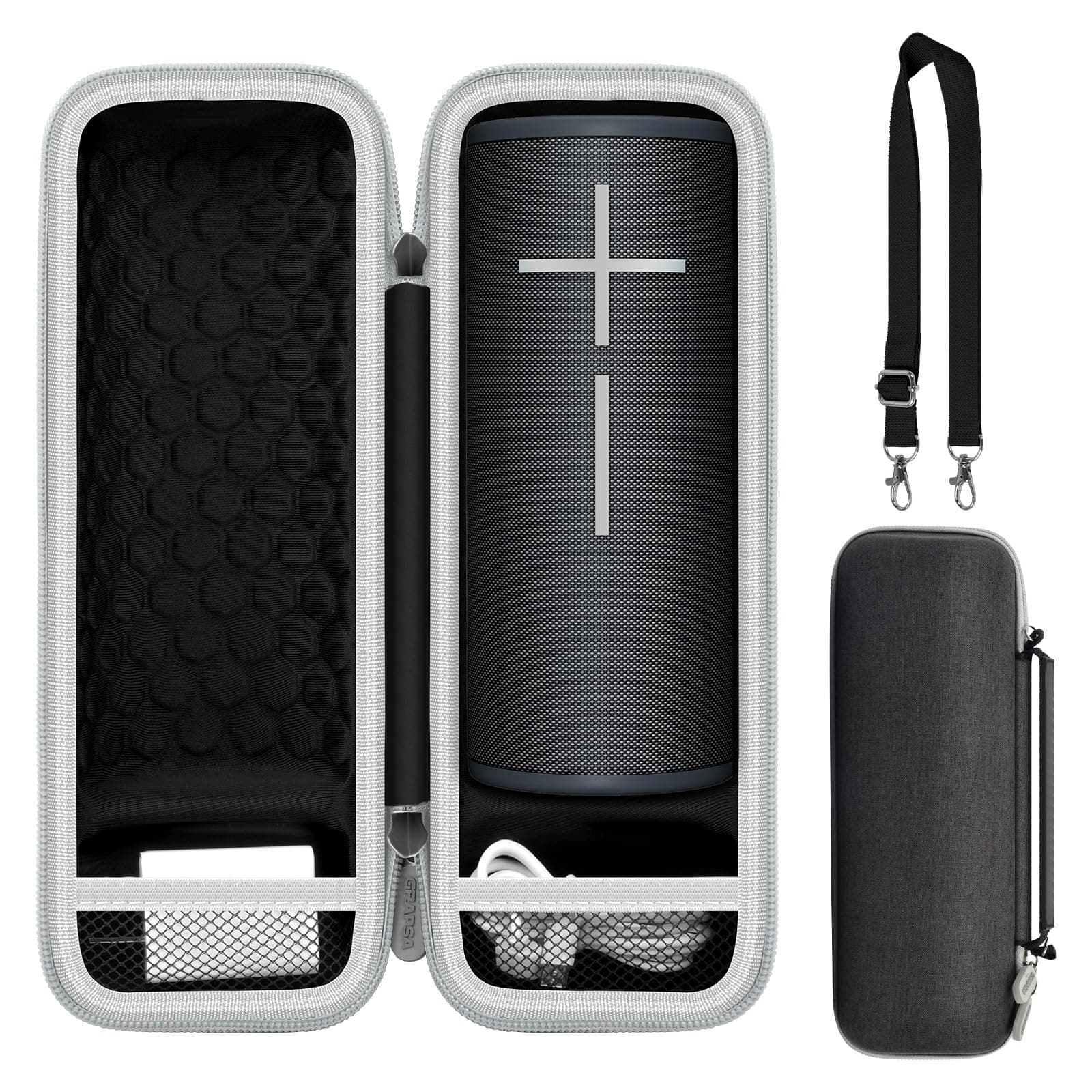 Case Compatible with Ultimate Ears Boom 4 Portable Waterproof Bluetooth Speaker, Travel Carrying Storage Holder for UE 3 4, USB Cable and Adapter (Box Only) -Black