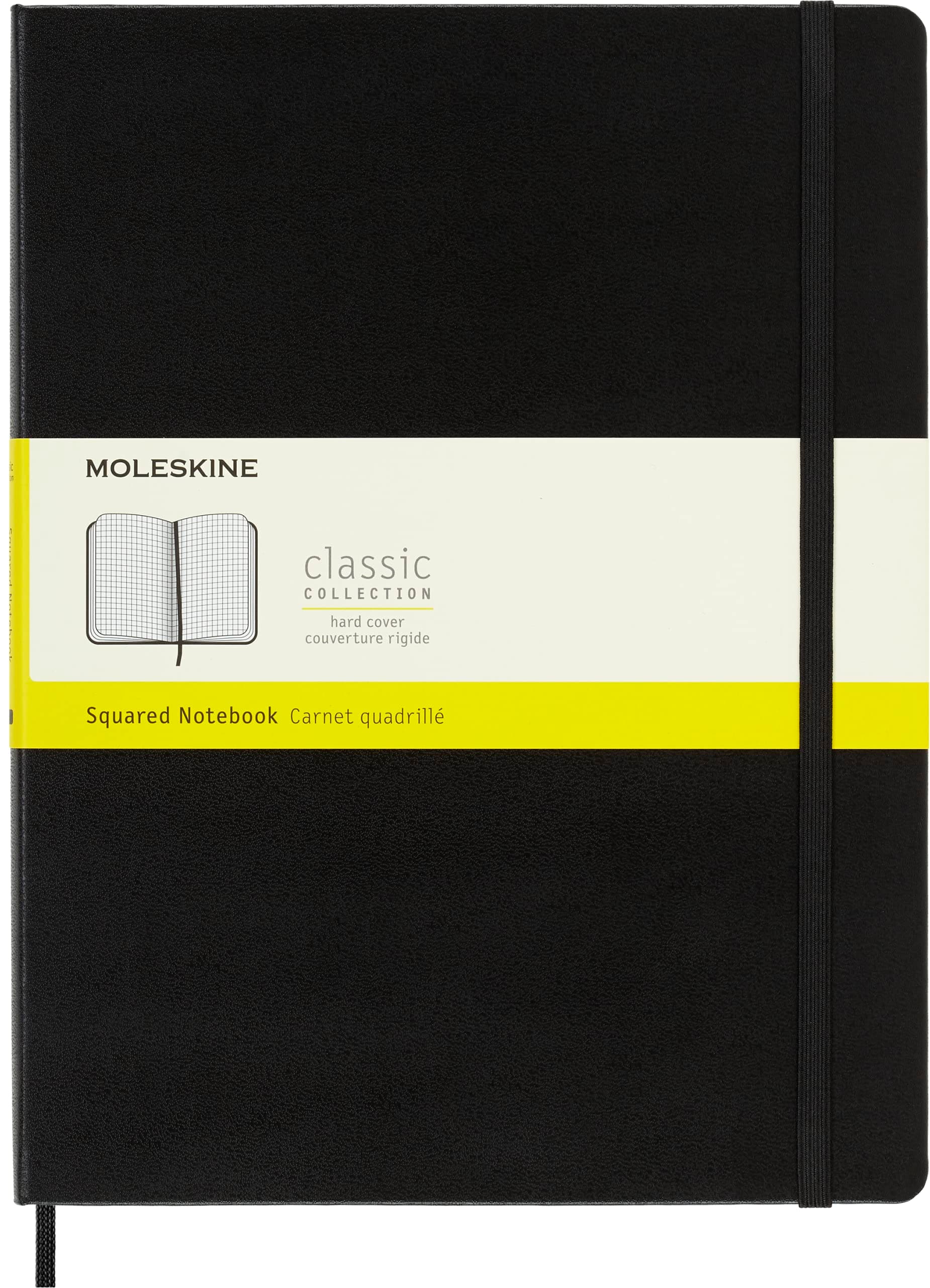 Moleskine Classic Squared Paper Notebook, Hard Cover and Elastic Closure Journal, Color Black, Size Medium 11.5 x 18 cm, 208 Pages