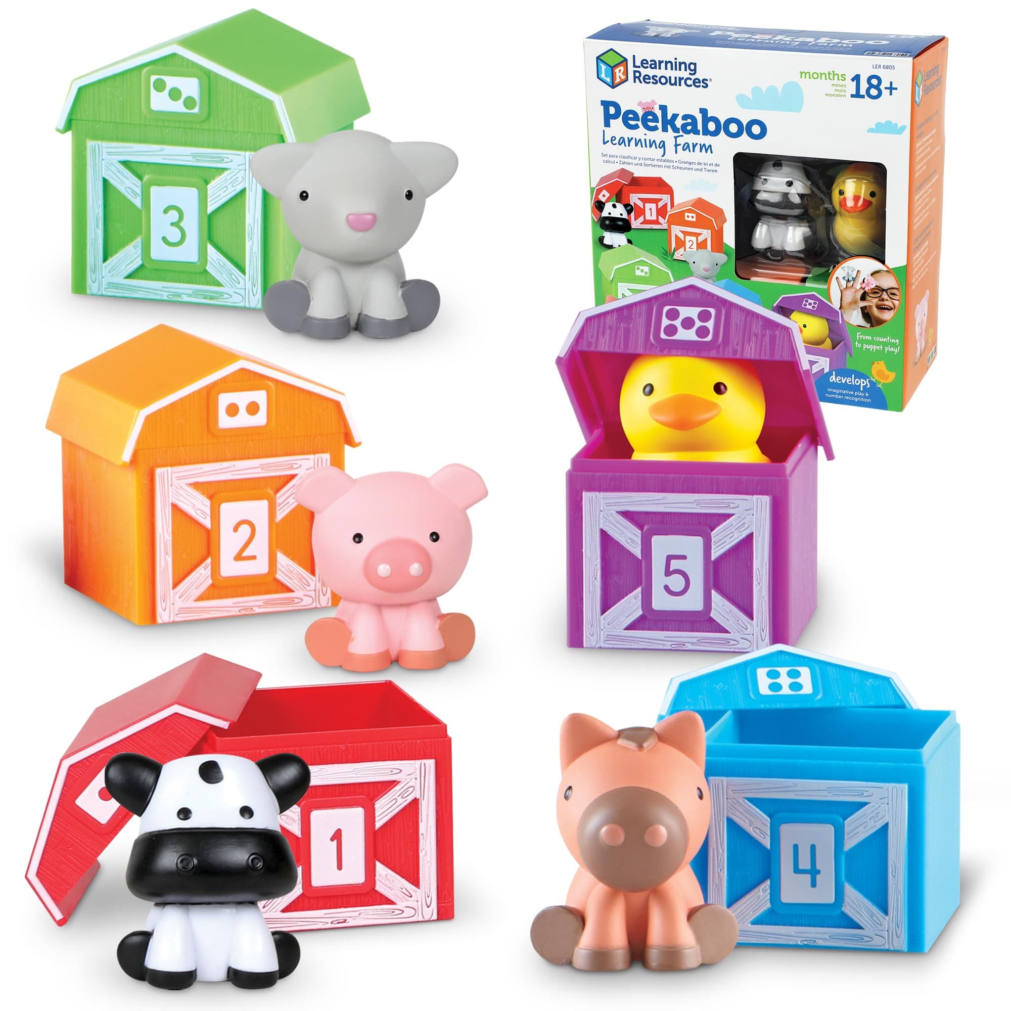 Learning Resources Peekaboo Learning Farm - 10 Pieces, Ages 18+ Months Toddler Learning Toys, Counting and Sorting Toys, Farm Animals Toys,Stocking Stuffers