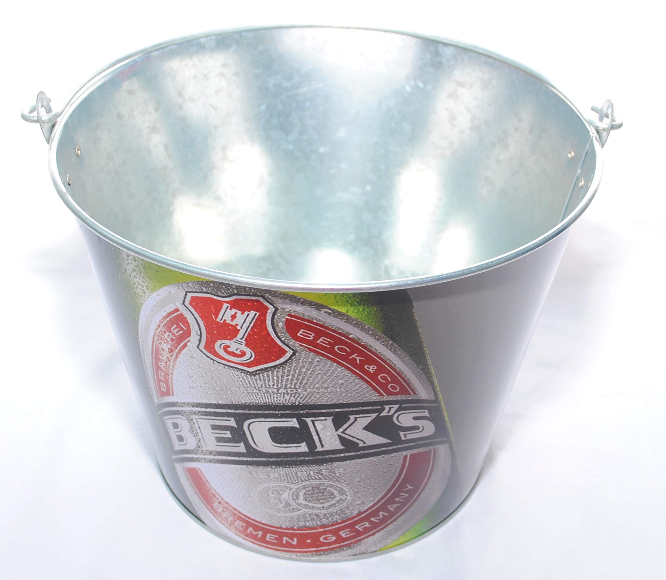 Becks Beer Bucket, Galvanised Tin with Handle