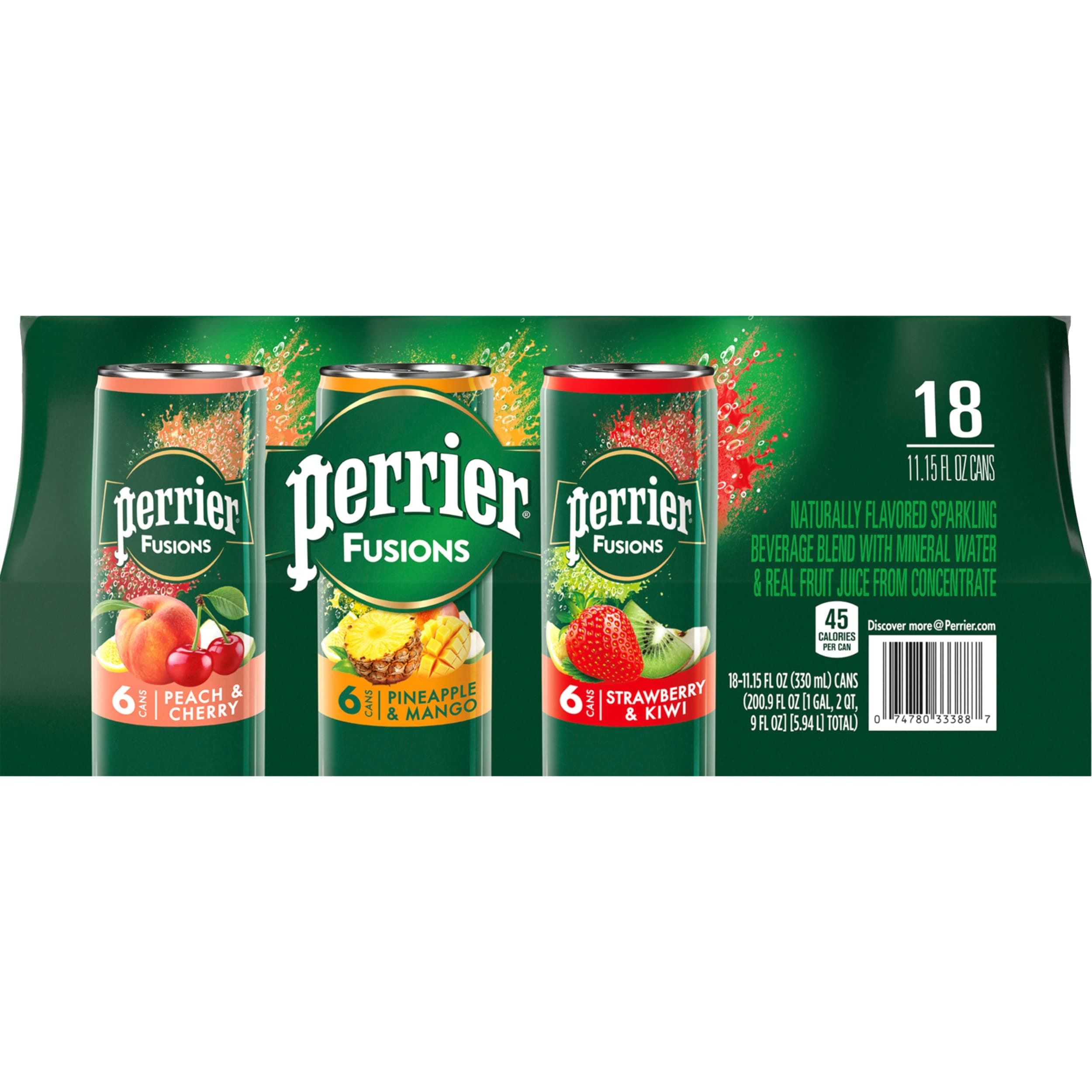 Perrier Fusions, Assorted Flavors, 11.15 Fl Oz Cans (Pack of 18)