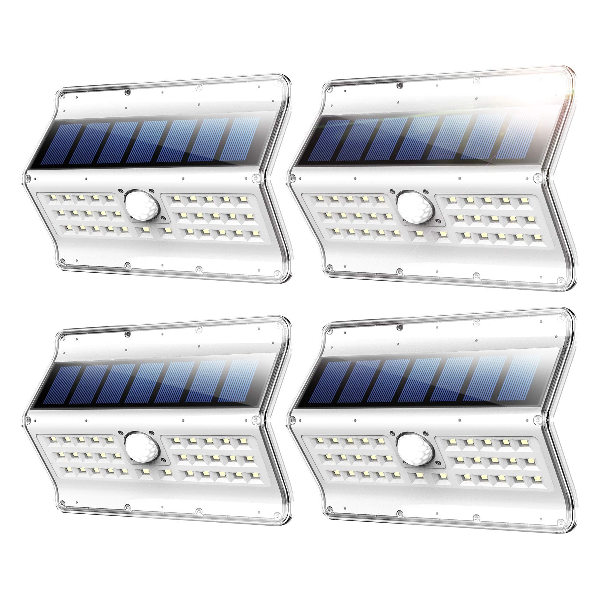 EZBASICS 500LM Solar Motion Sensor Light Outdoor, No Dim Mode, Security Light for Front Door, Yard, Garage, Deck, 4 Pack