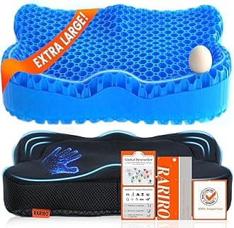 Enlarged 19.7" Gel Seat Cushion, Egg Gel Chair Pads for Wheelchair Pressure Coccyx Sciatica Pain Relief, Cooling Desk Seat Cushion for Kayak, Car, Office Chair Long Sitting[Blue]