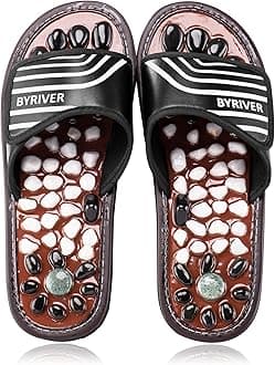 BYRIVER Acupressure Stone Foot Massager, Reflexology Fitz Slippers Shoes Mat Sandals for Men Women, Helps Plantar Fasciitis Lower Back Heel Pain, Gift for mom dad (BK27)