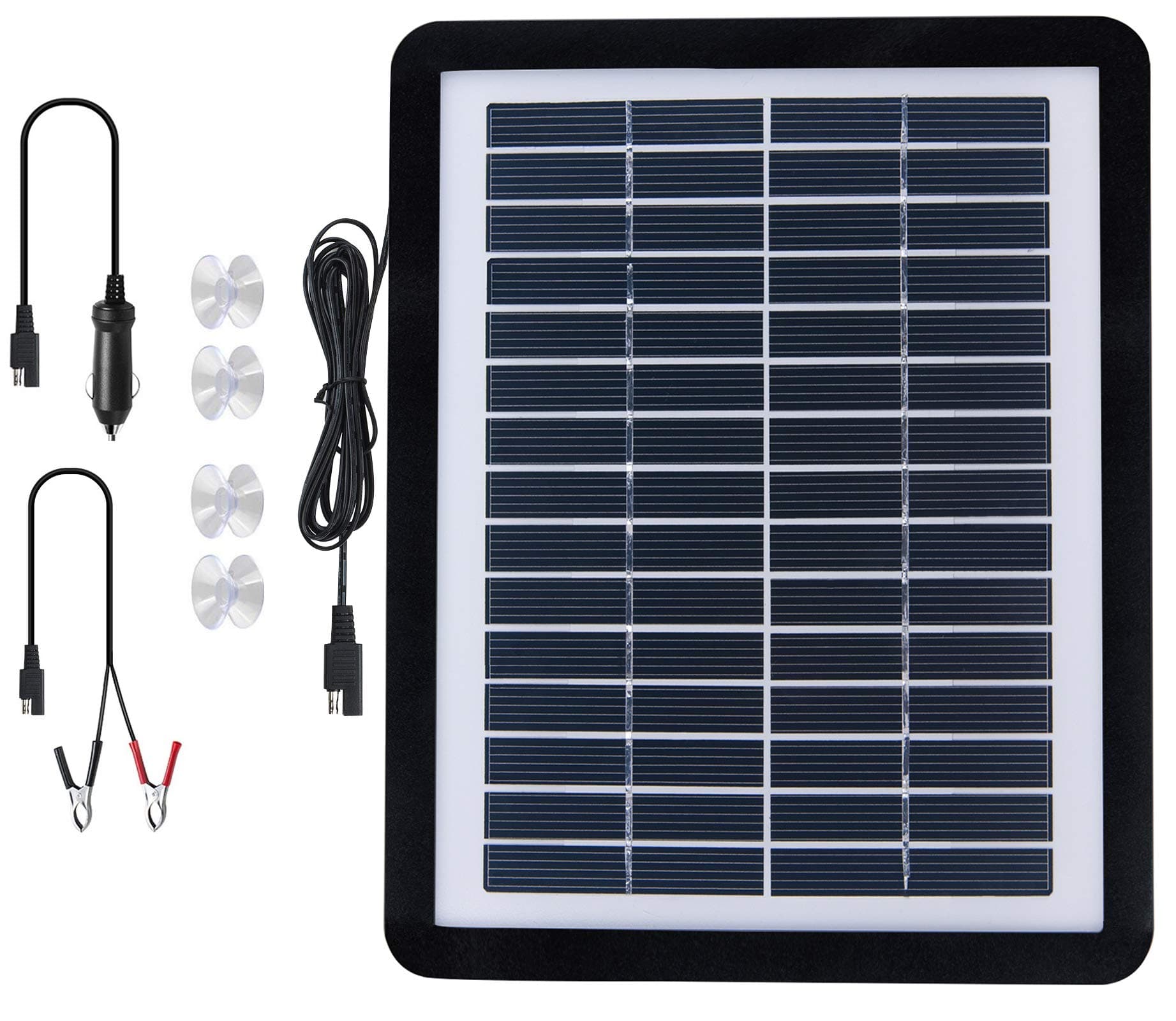 Sunway Solar Car Battery Trickle Charger & Maintainer Multi-Function 6W 12V Portable Backup For Car RV Truck With 5V USB Port For External Battery Charger Power Bank,Android Cellphones