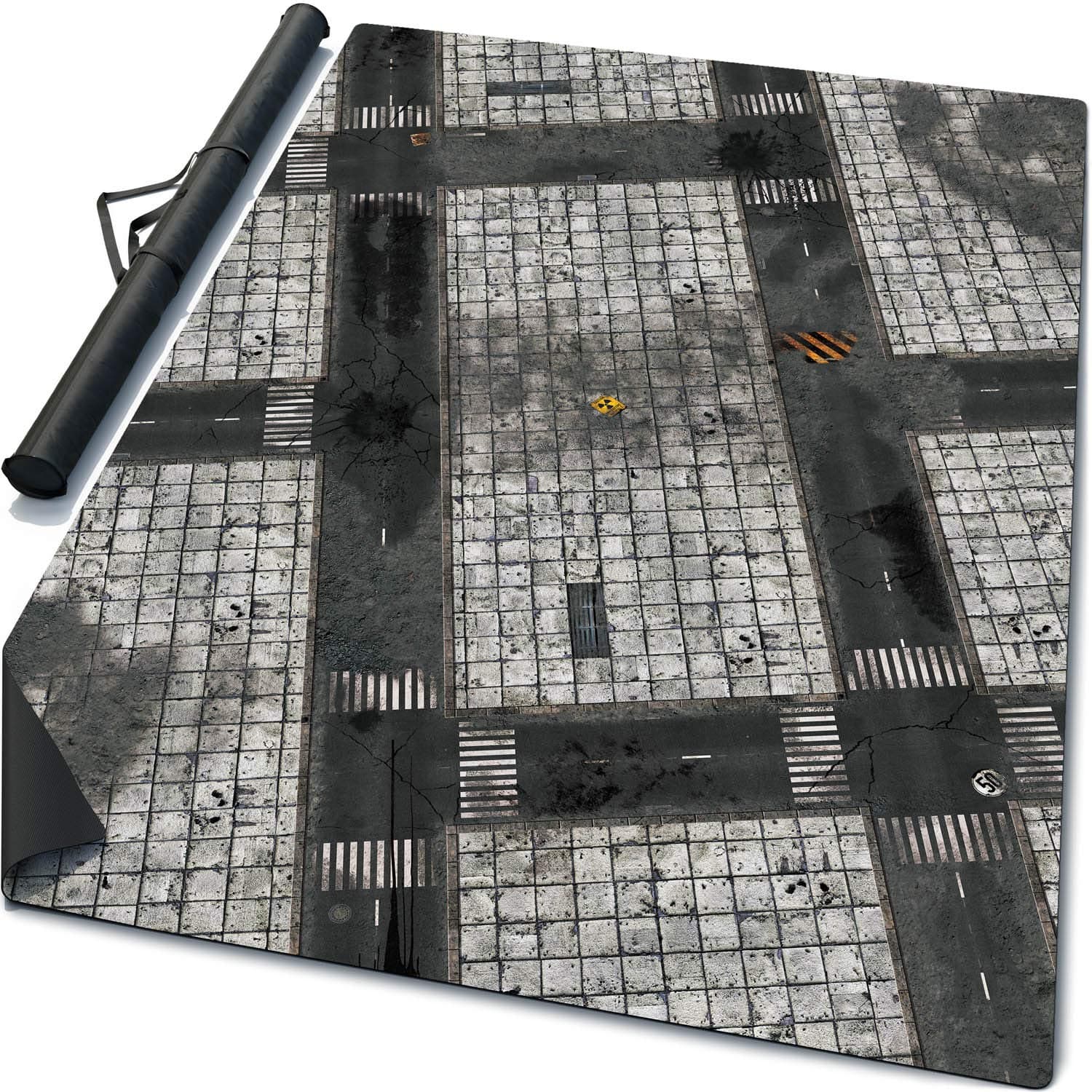 6’ x 4’ Mouse Pad Rubber Battle Mat: Concrete + Bag