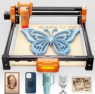 Laser Engraver, ACMER 7W(7000mW) Laser Cutter Machine, 48W Output, 0.01mm Precision, 300x300mm Area, 10000mm/min Speed, for Wood, Metal, Leather, Acrylic, DIY & Education