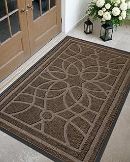 DEXI Entrance Door Mat Heavy Duty Non Slip Low Profile Entrance Area Rug Traps Dirt and Moisture Easy Clean Patio Garage 6x4 Inch