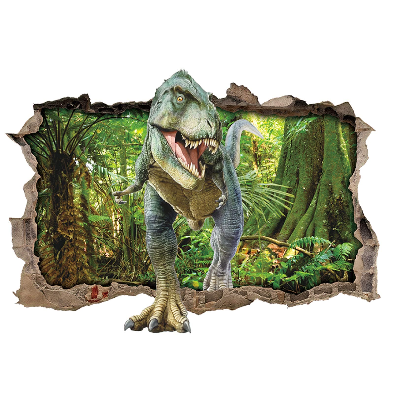 ufengke Dinosaur Forest Wall Stickers 3D Smashed Wall Decals Art Decor for Bedroom DIY