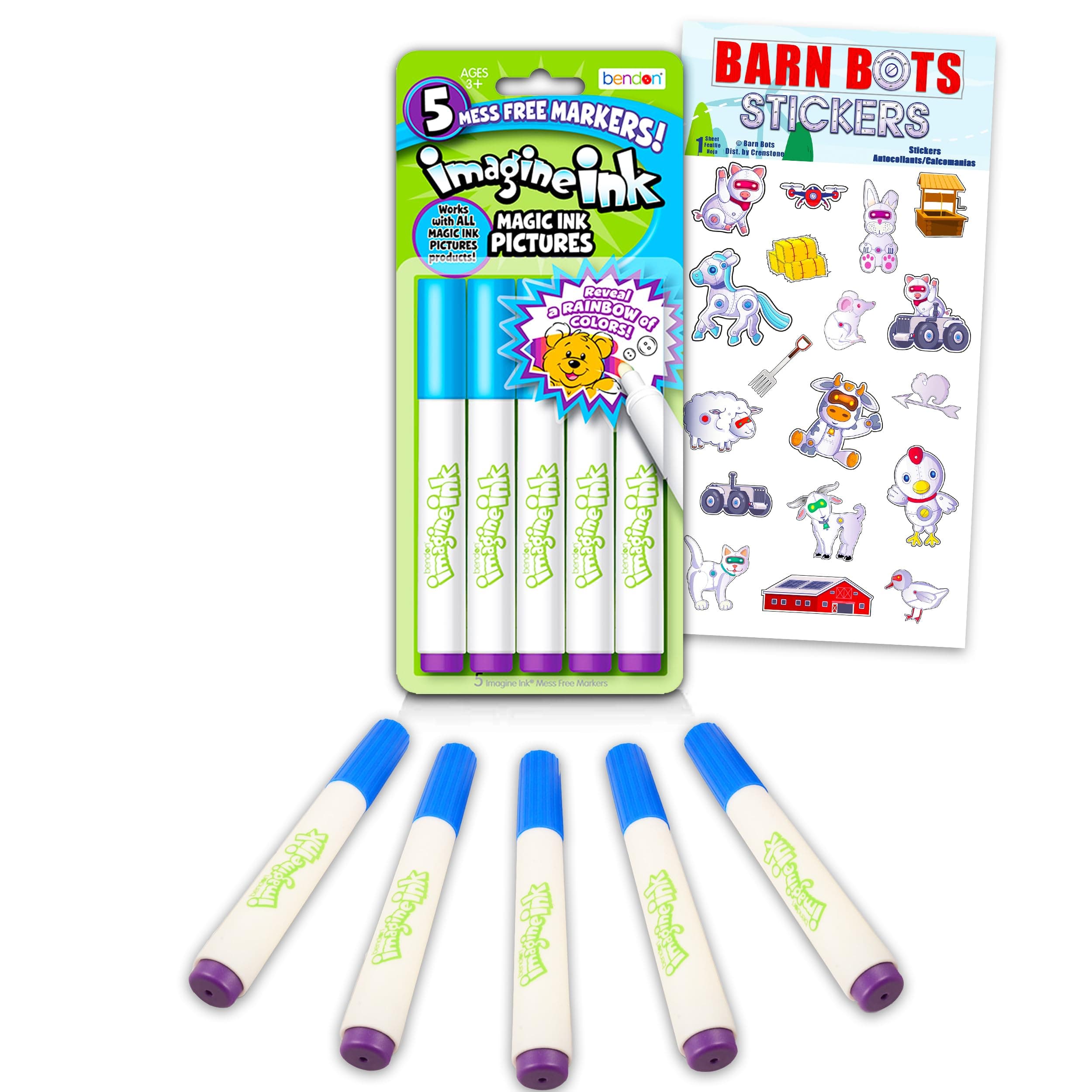 Publishing Imagine Ink Markers Only Replacement Bundle - 5 Pc Imagine Ink Markers Refill Separates Set for Imagine Ink Coloring Books for Kids with Stickers