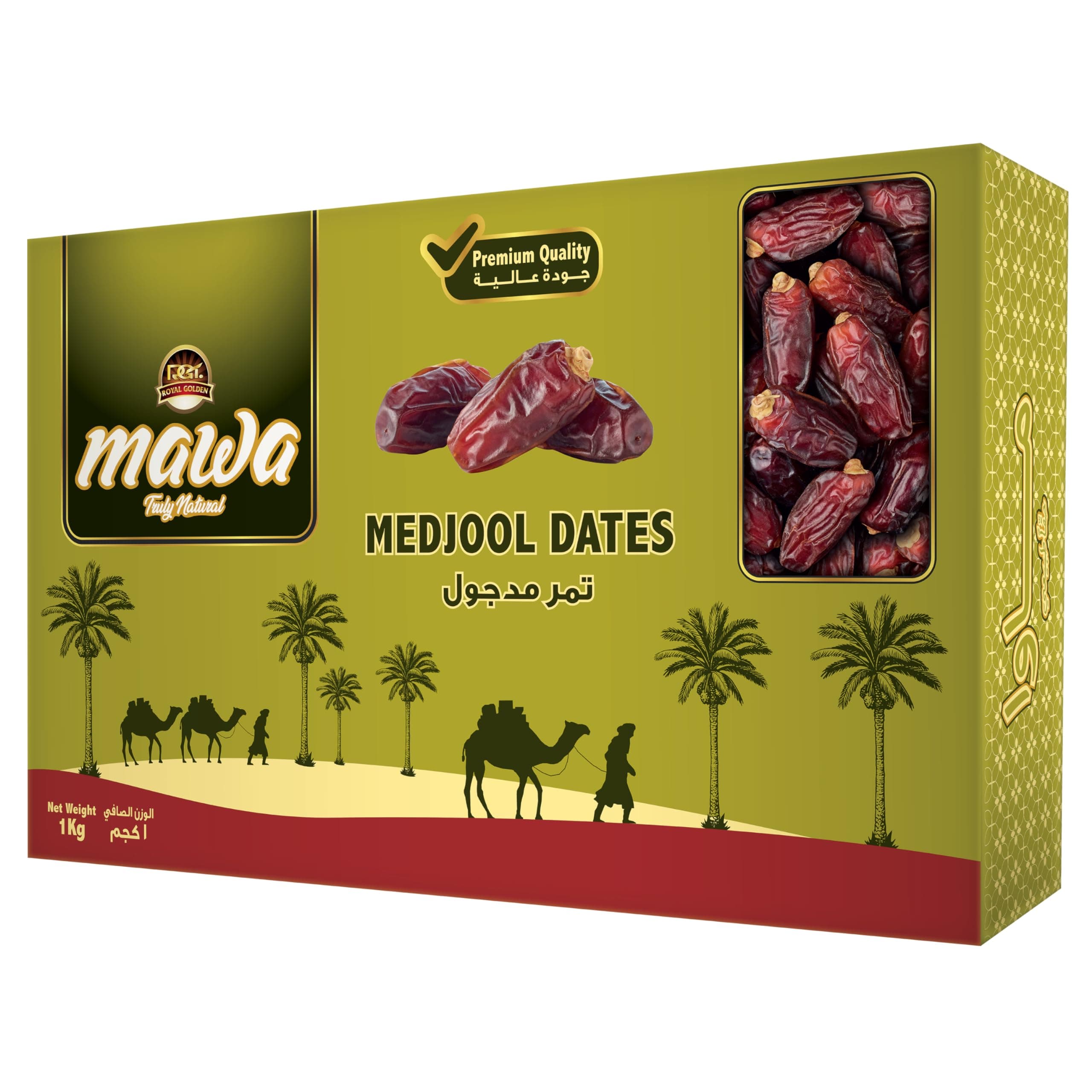 Mawa Medjool Dates 1 kg | Premium Saudi Dates | Perfect for Snacking | 100% Natural | No Preservatives | No added Sugar | Keto Friendly | Plant based Diet | Gift Pack | Whole dates with Seed | 1 Kg