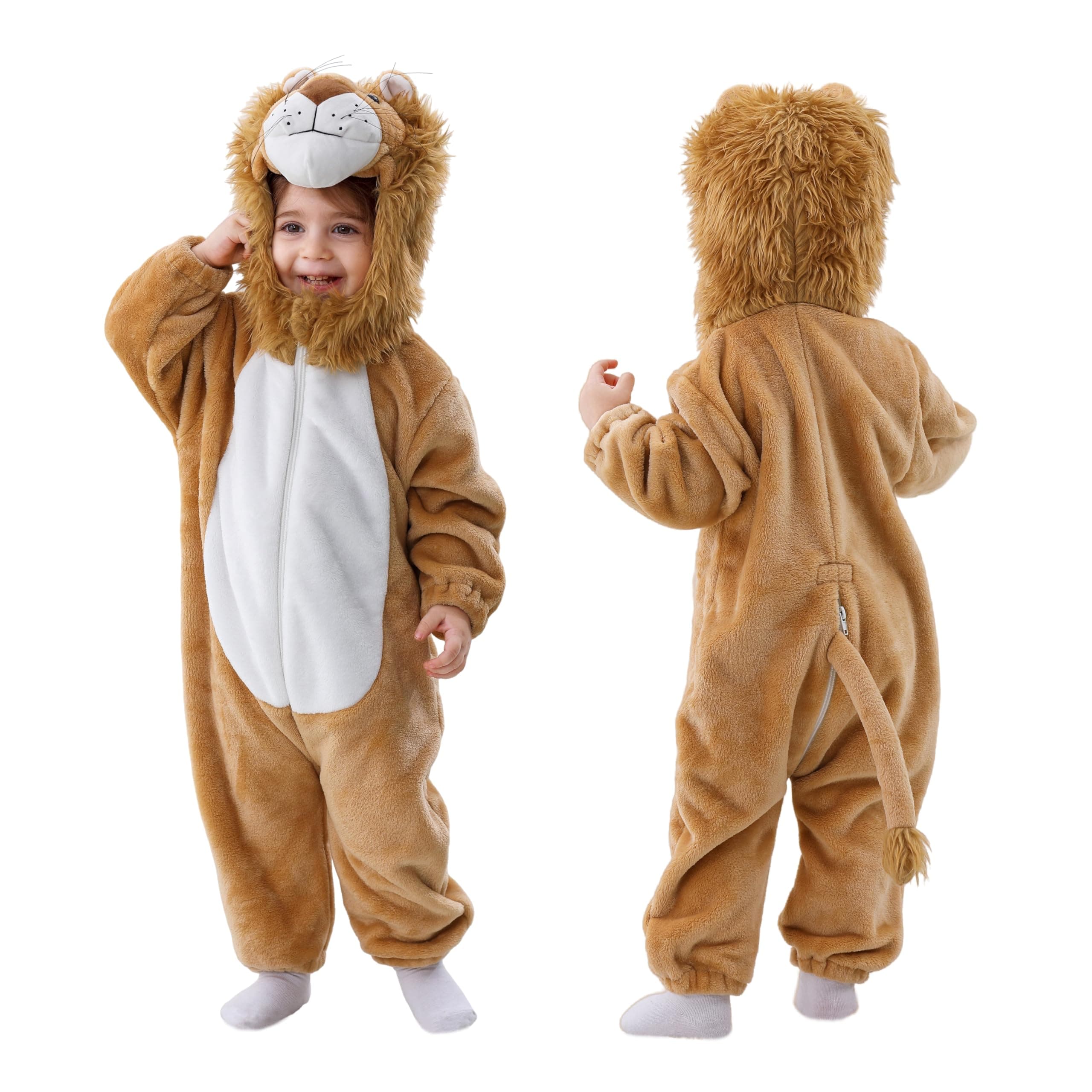 TONWHAR Toddlers Lion Costume, Soft Kids Halloween Dress Up Romper Outfits for Boys & Girls