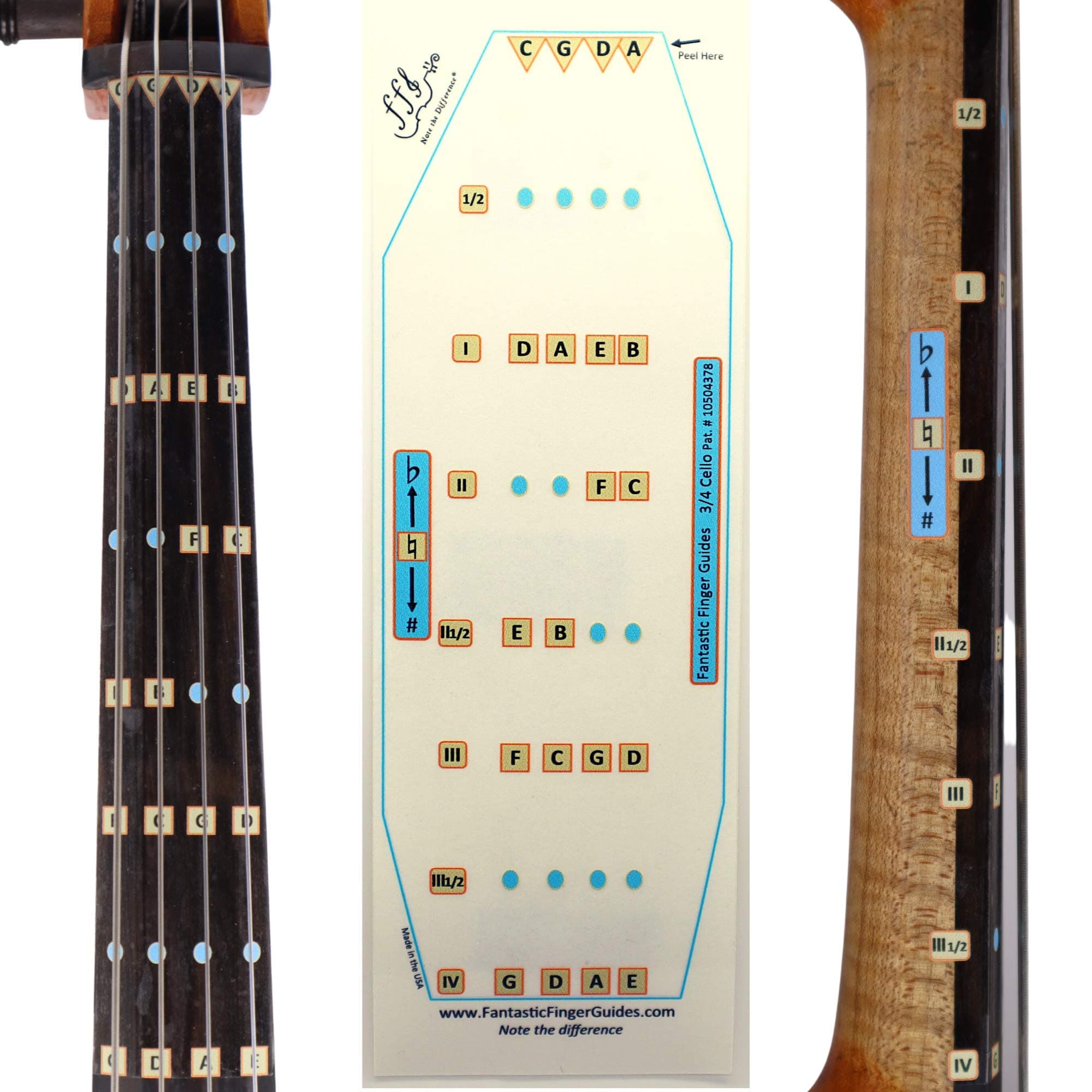 Fantastic Finger Guide for Cellos | Stringed Musical Instruments | Fingerboard and Fretboard Stickers for Learning All | Kids/Adult Beginner Cello Finger Guide | 3/4 Size