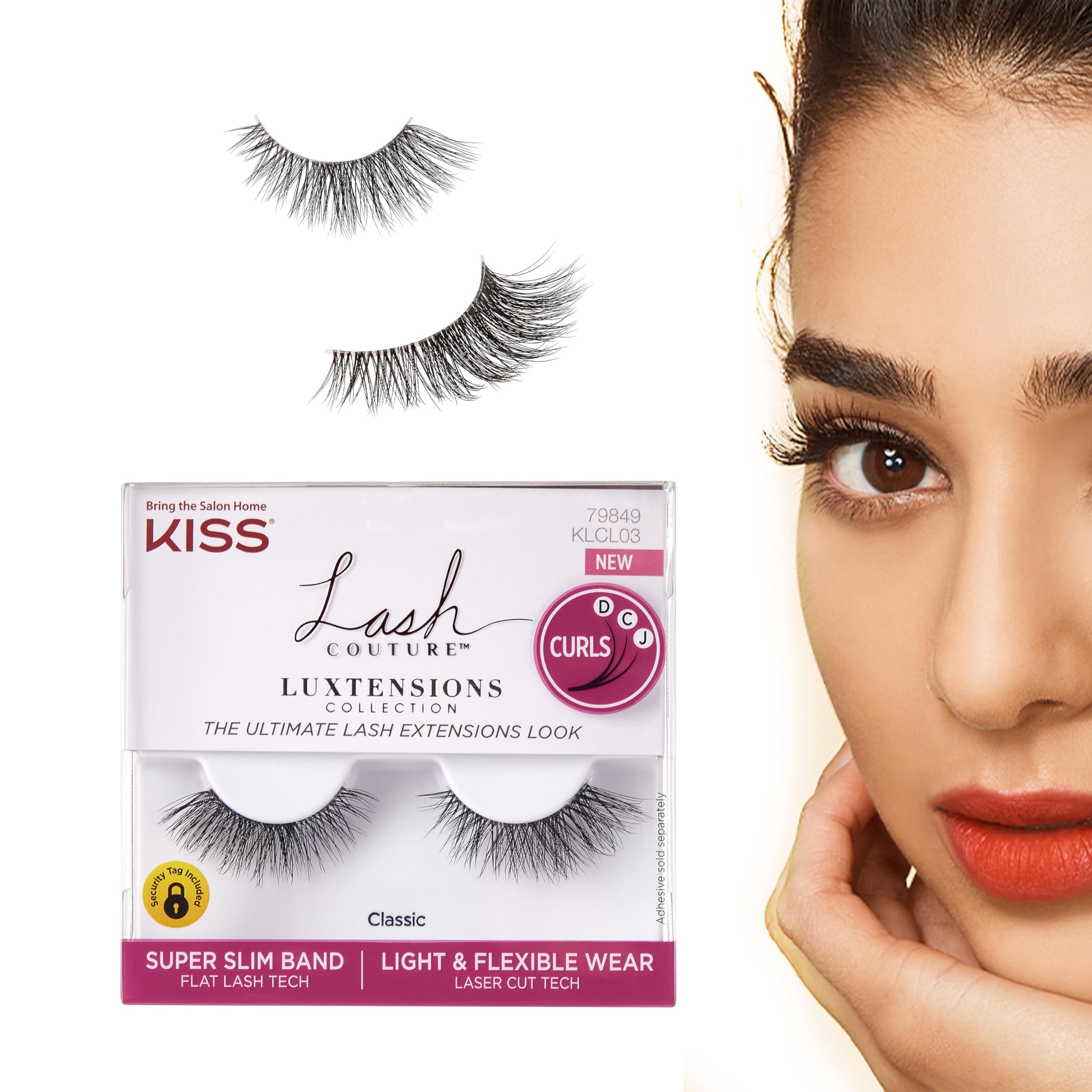 Lash Couture LuXtensions Collection False Eyelashes, Flat Lash Technology, Super Slim Lash Band, Real Lash Extension Fibers, Reusable, Contact Lens Friendly Strip Lashes, Style Classic, 1 Pair