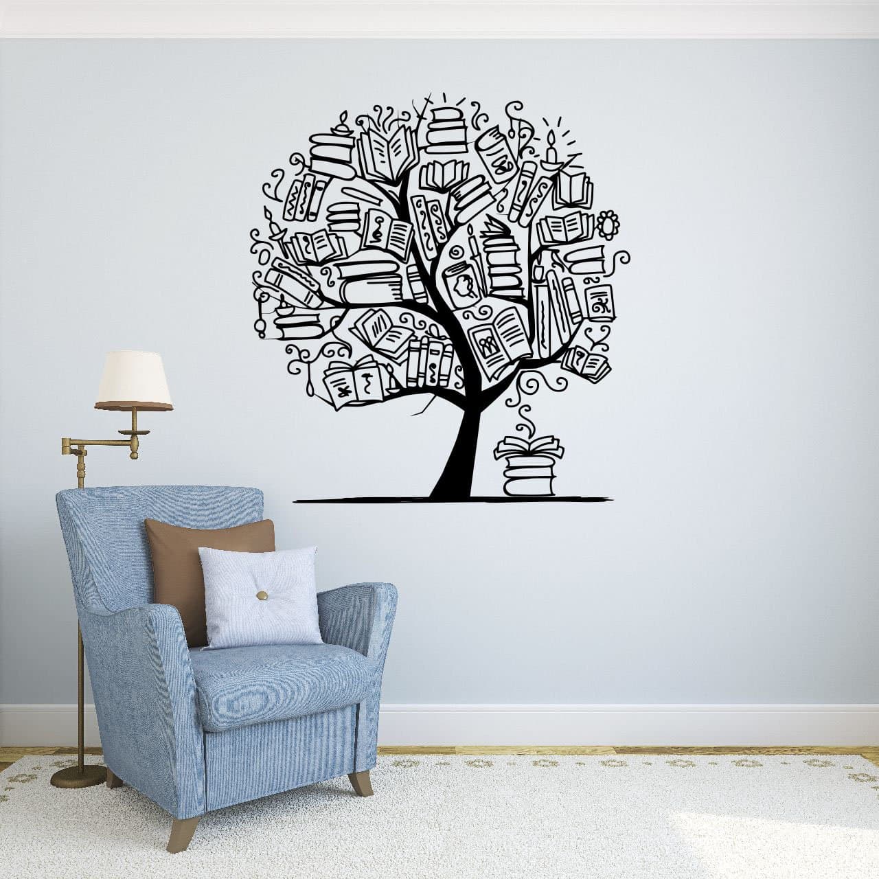 Books Tree Wall Vinyl Decal School Library Education Wall Sticker Classroom Interior Living Room Window Decals Housewares Design Custom Decals Door Stickers Wall Graphics 11(nr)