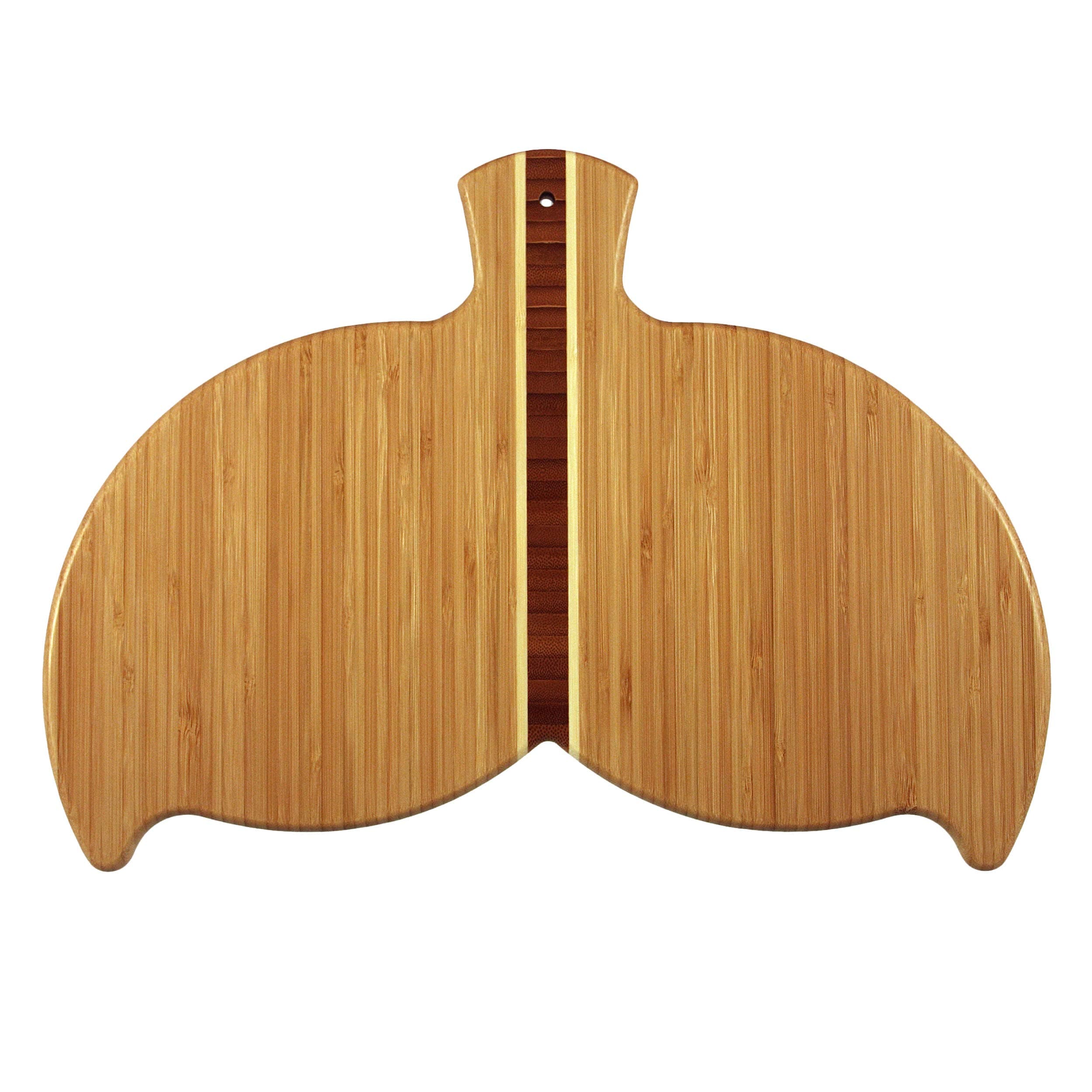 Whale Tail Shaped Bamboo Serving and Cutting Board, 14-1/2" x 10-1/2"