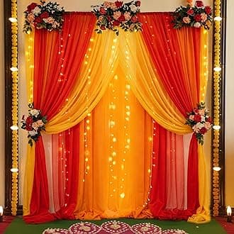 SpecialYou® Wedding Decoration Items for Home, Haldi Decorations Items for Home, Mehndi Decorations Items for Marriage, Back Drop Curtain for Decor, Haldi Backdrop Decoration Set- 11 pcs